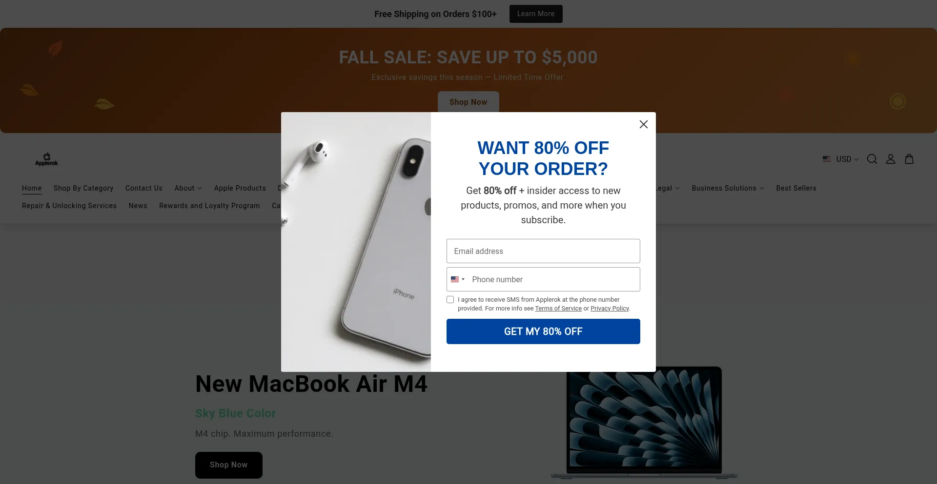 Website screenshot of Appleroks.com