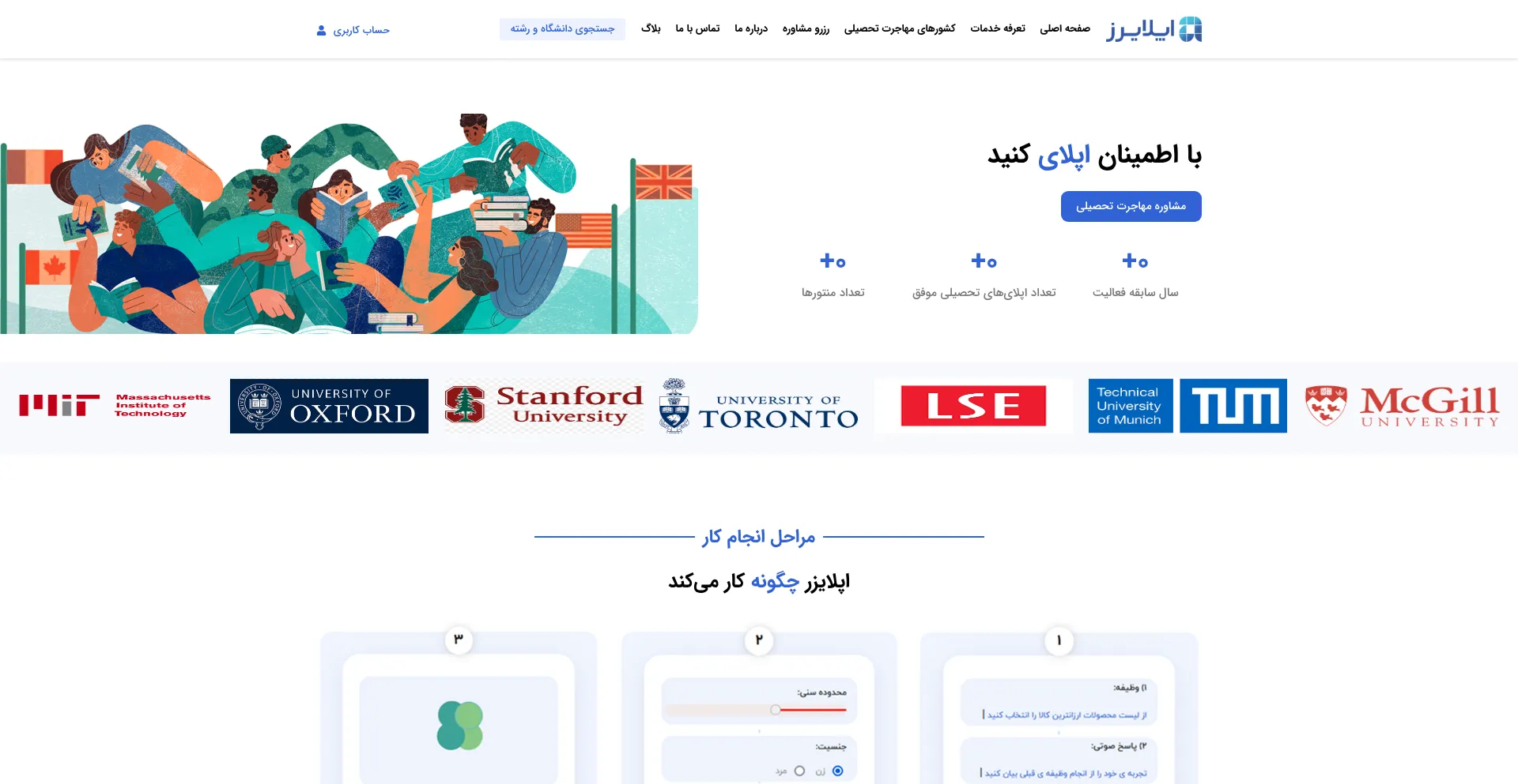 Website screenshot of Applyers.ir