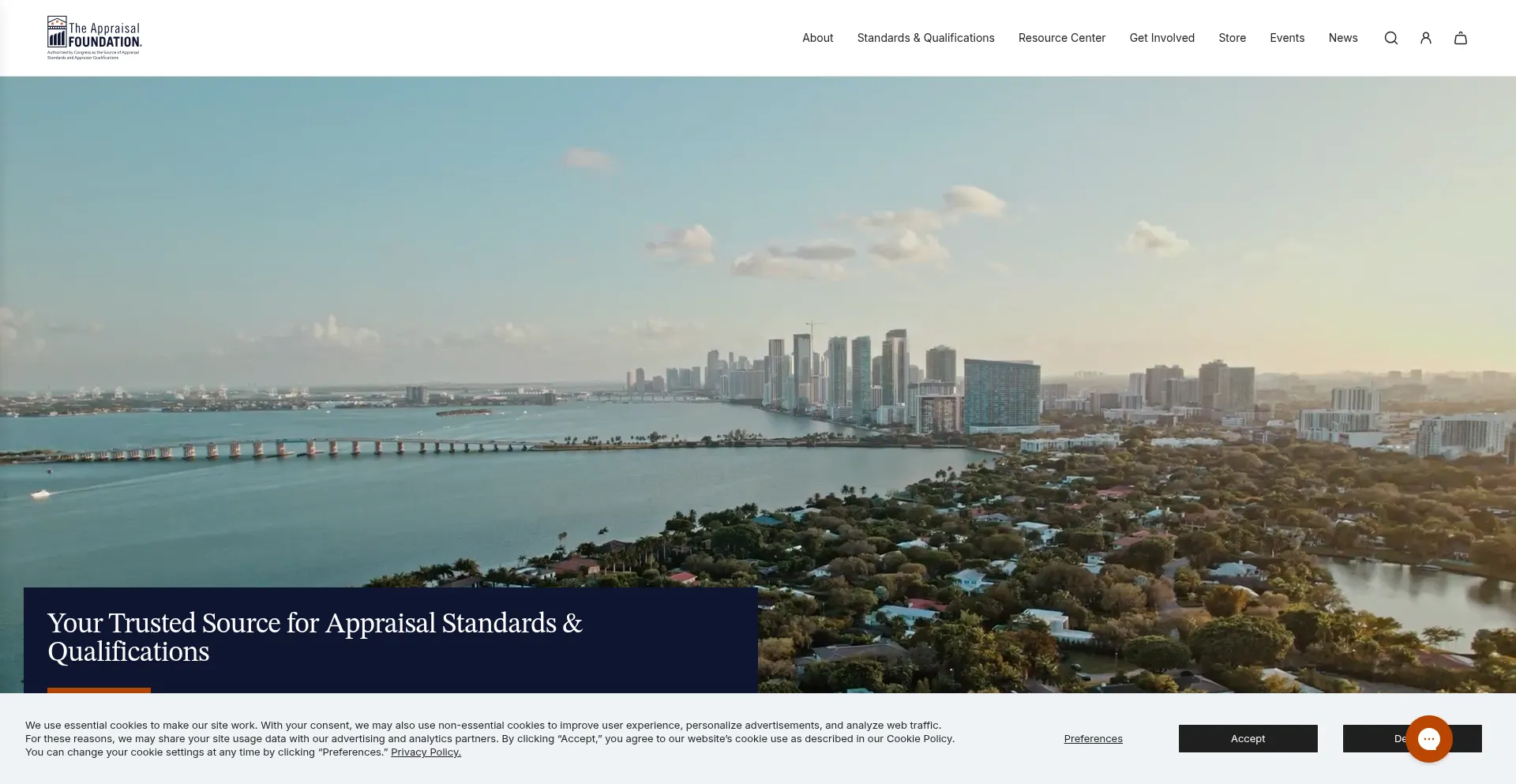 Website screenshot of Appraisalfoundation.org