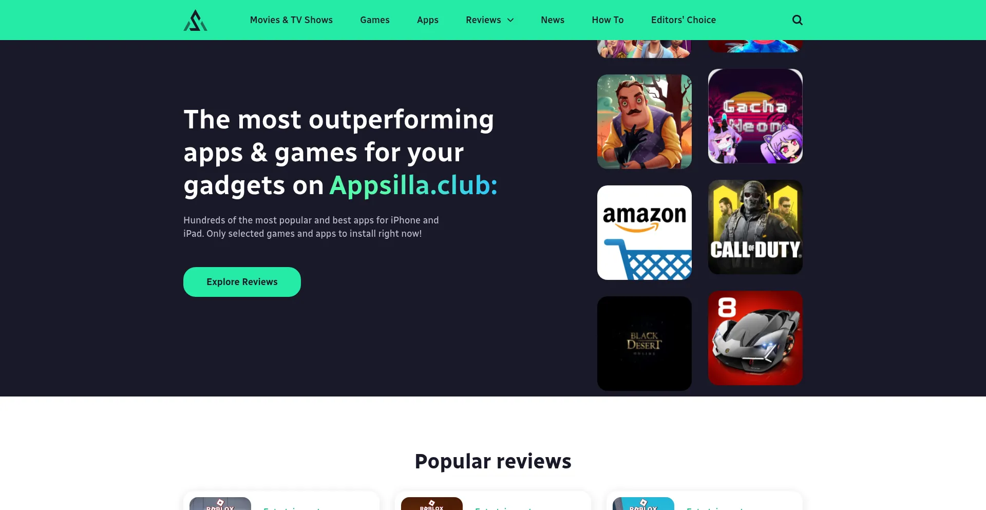 Website screenshot of Appsilla.club