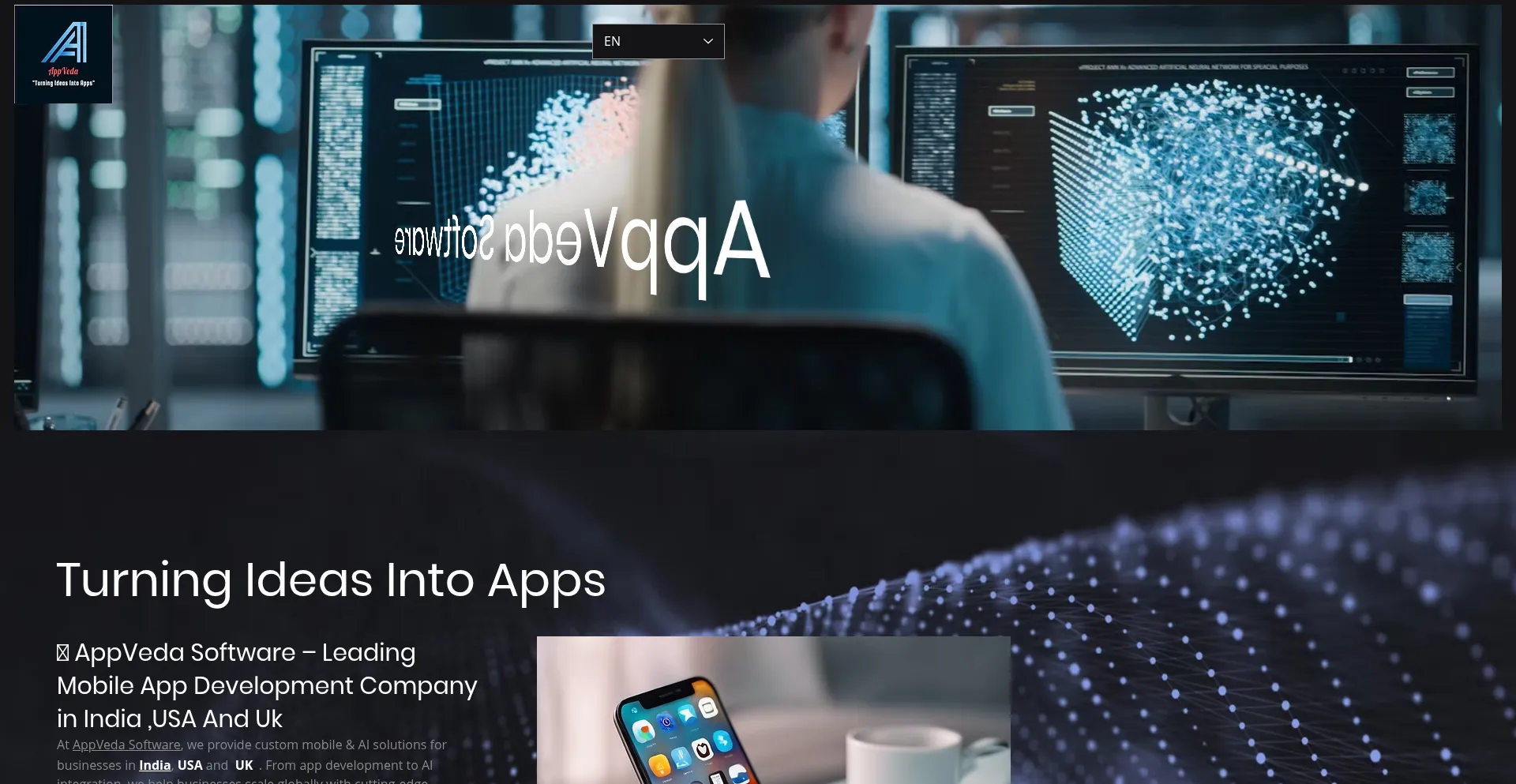 Website screenshot of Appveda.in