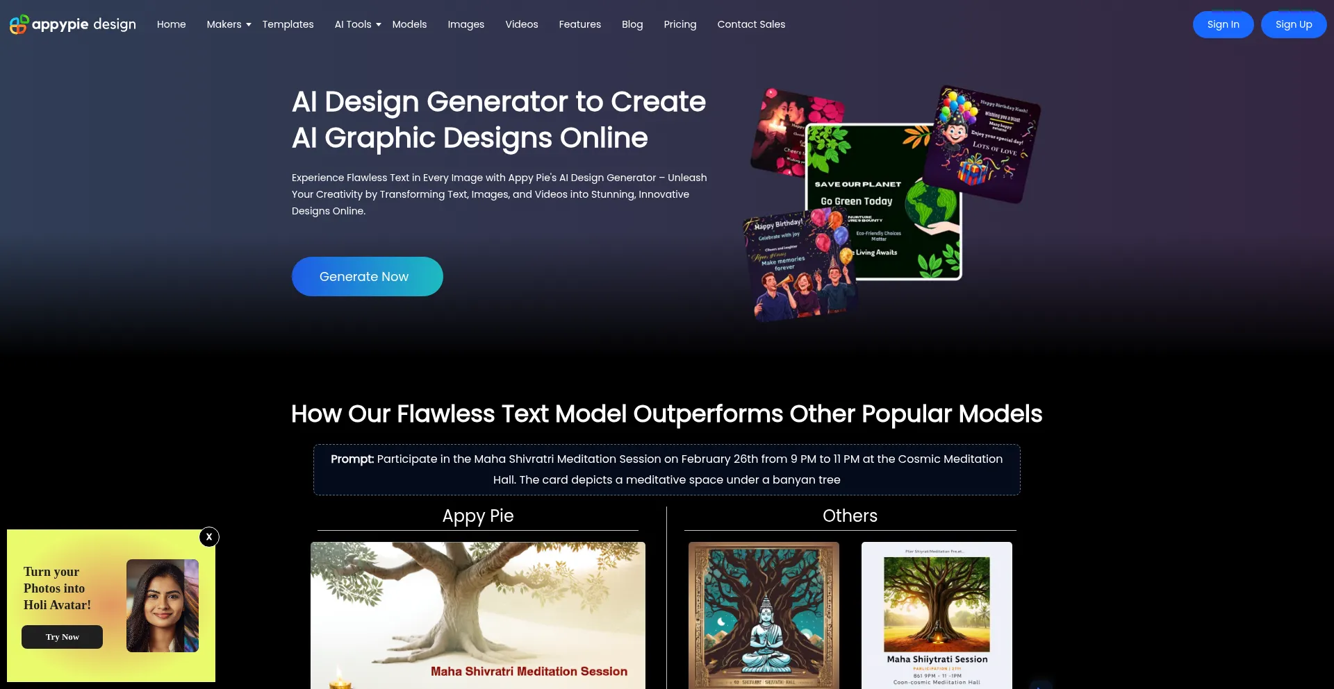 Website screenshot of Appypiedesign.ai