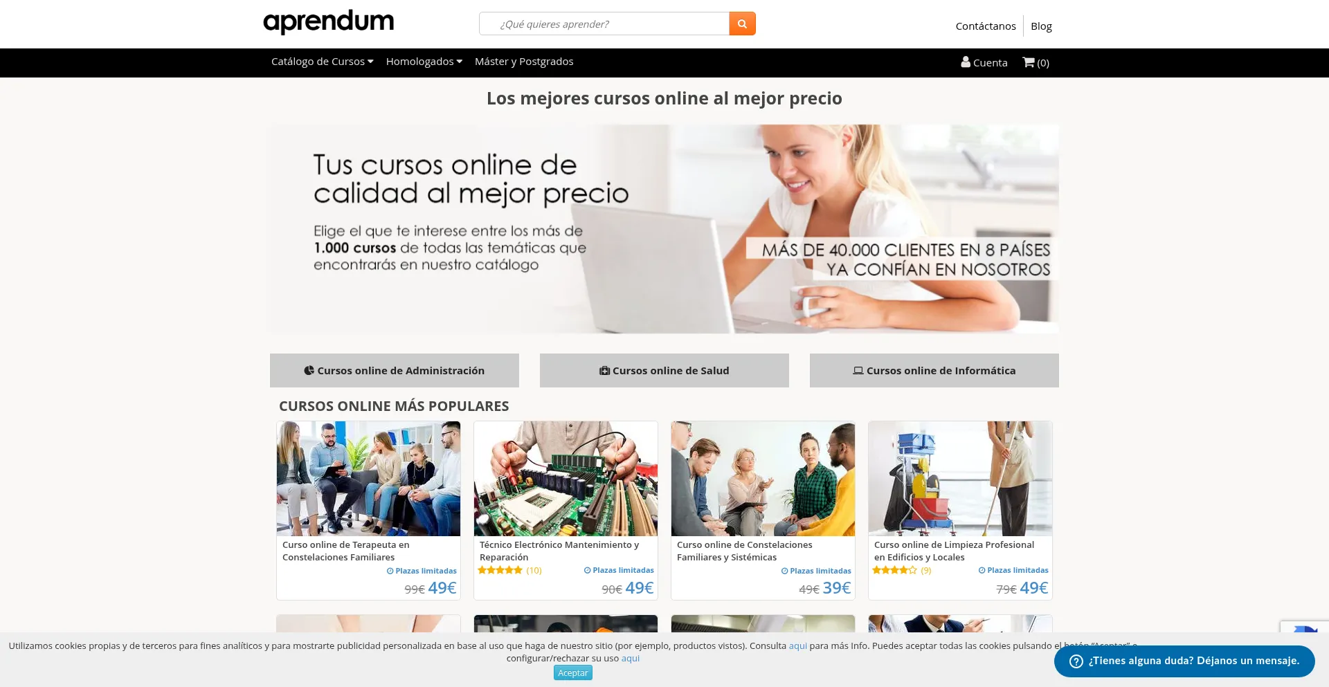 Website screenshot of Aprendum.com