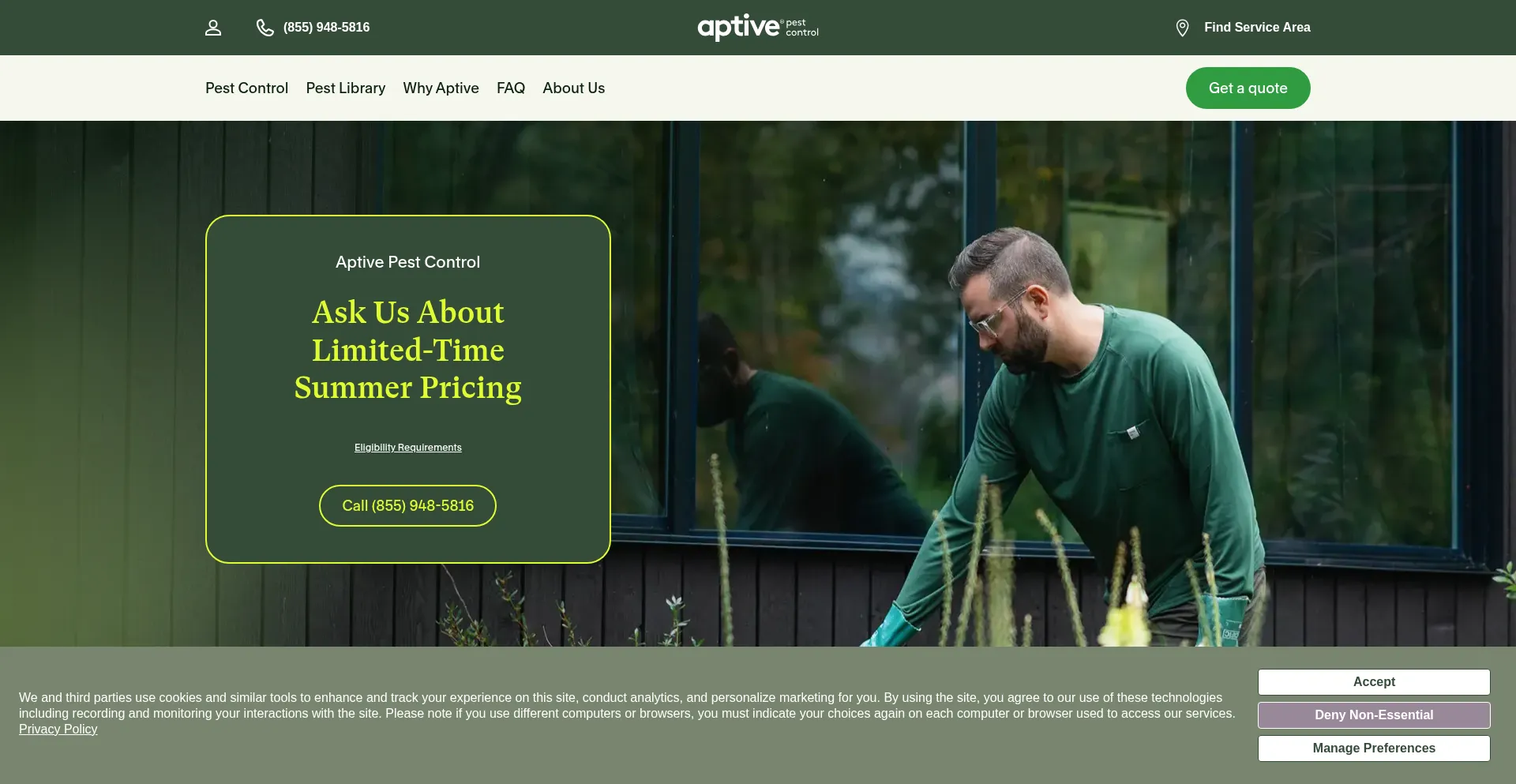 Website screenshot of Aptivepestcontrol.com