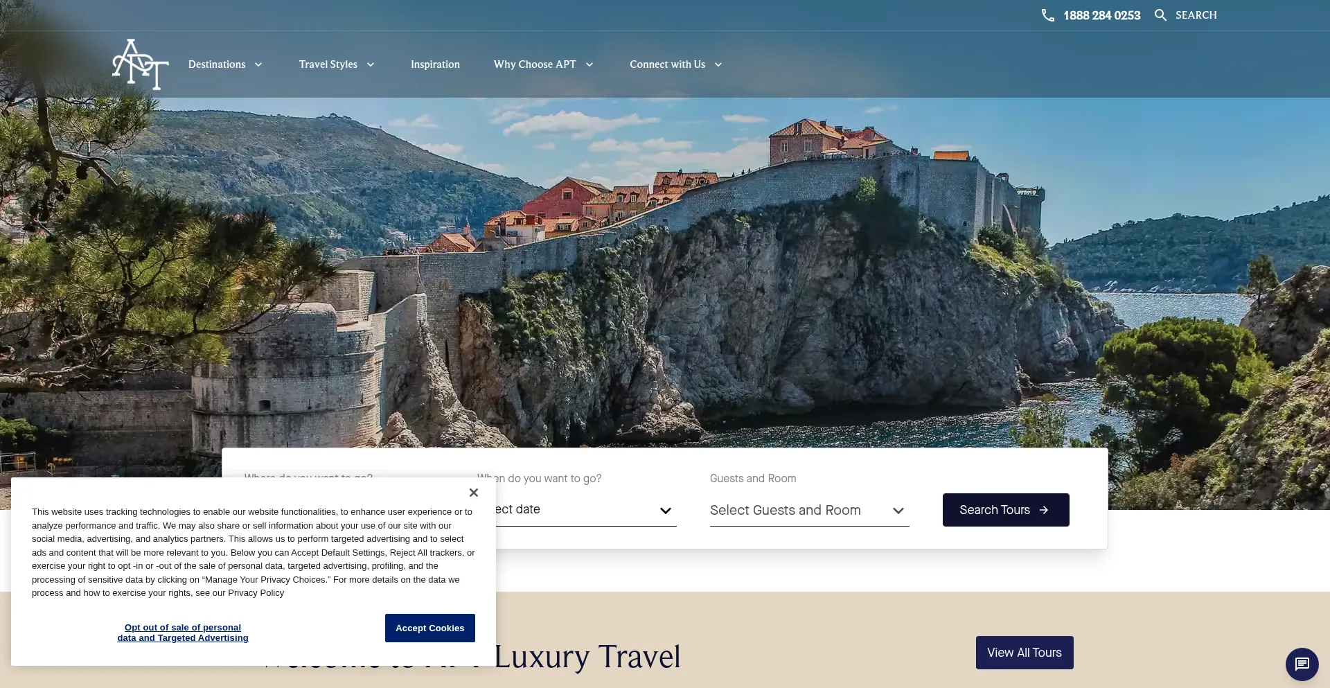 Website screenshot of Aptouring.com