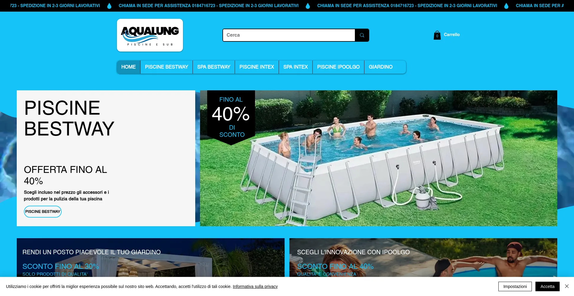 Website screenshot of Aqualungambini.com