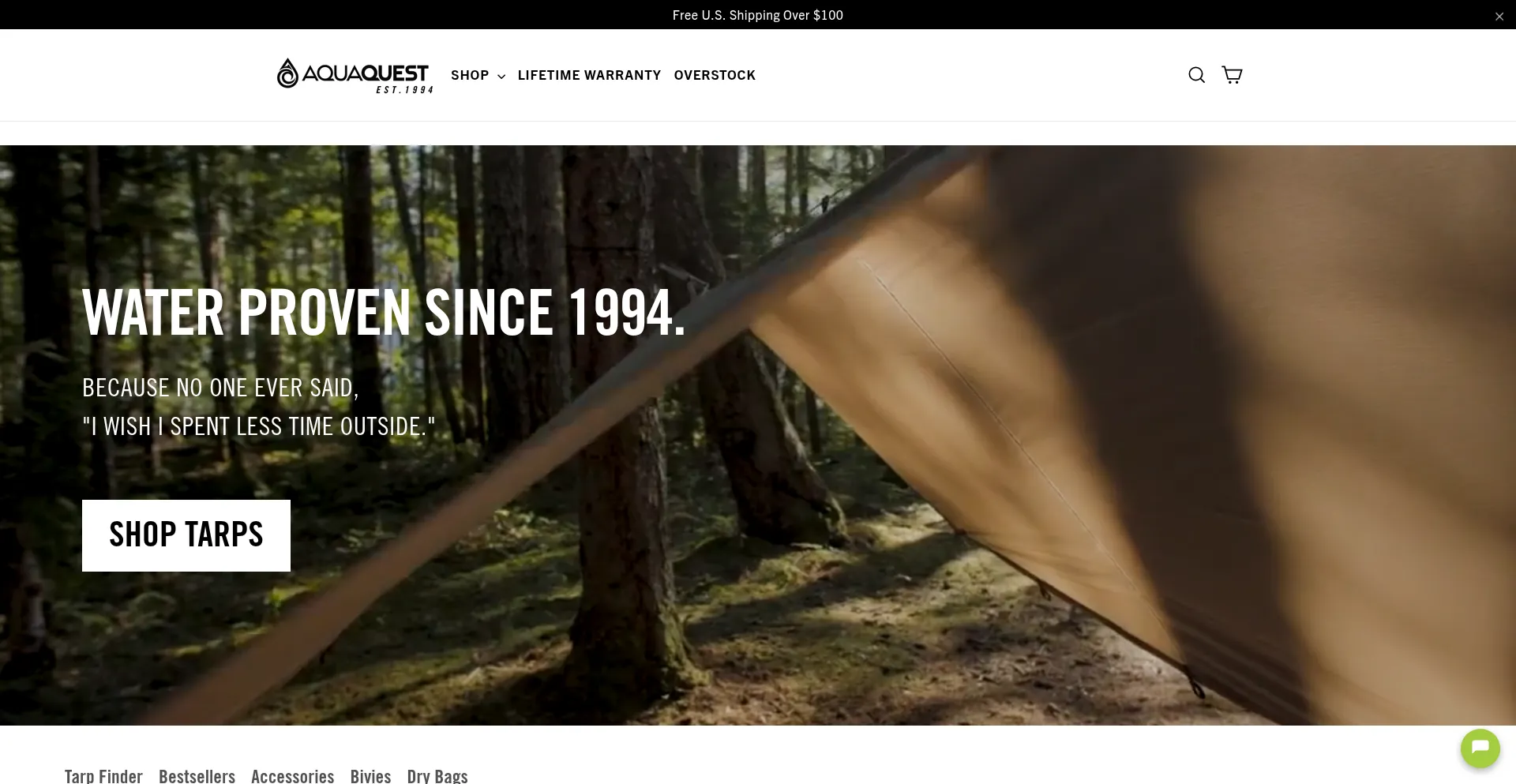 Website screenshot of Aquaquestwaterproof.com