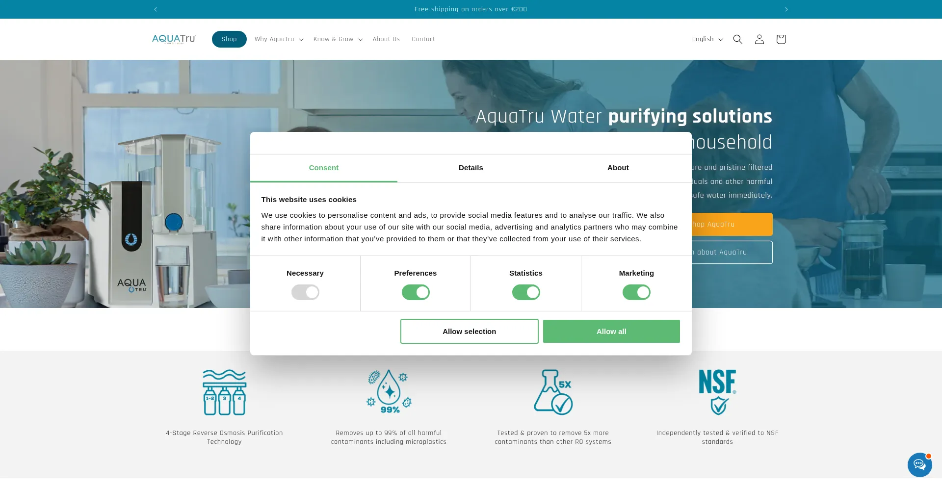 Website screenshot of Aquatruwater.eu