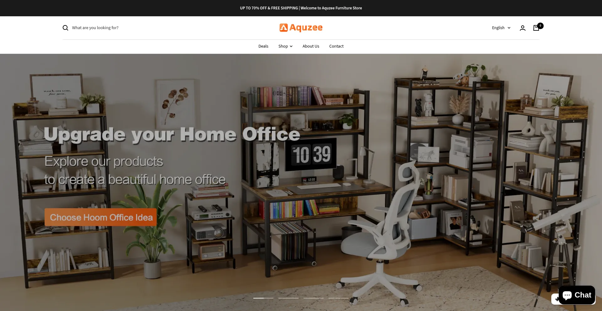 Website screenshot of Aquzeestore.com
