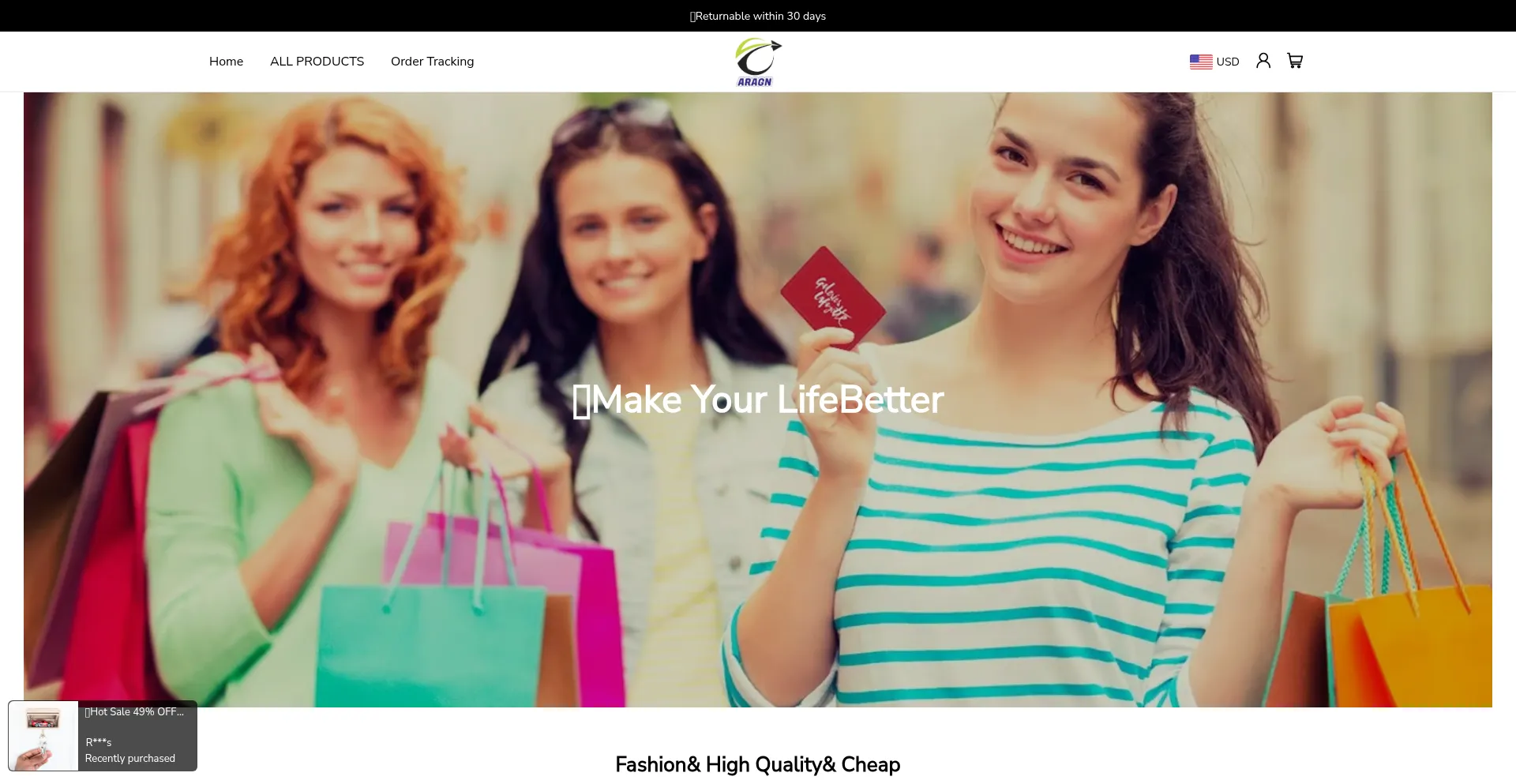 Website screenshot of Aragn.com