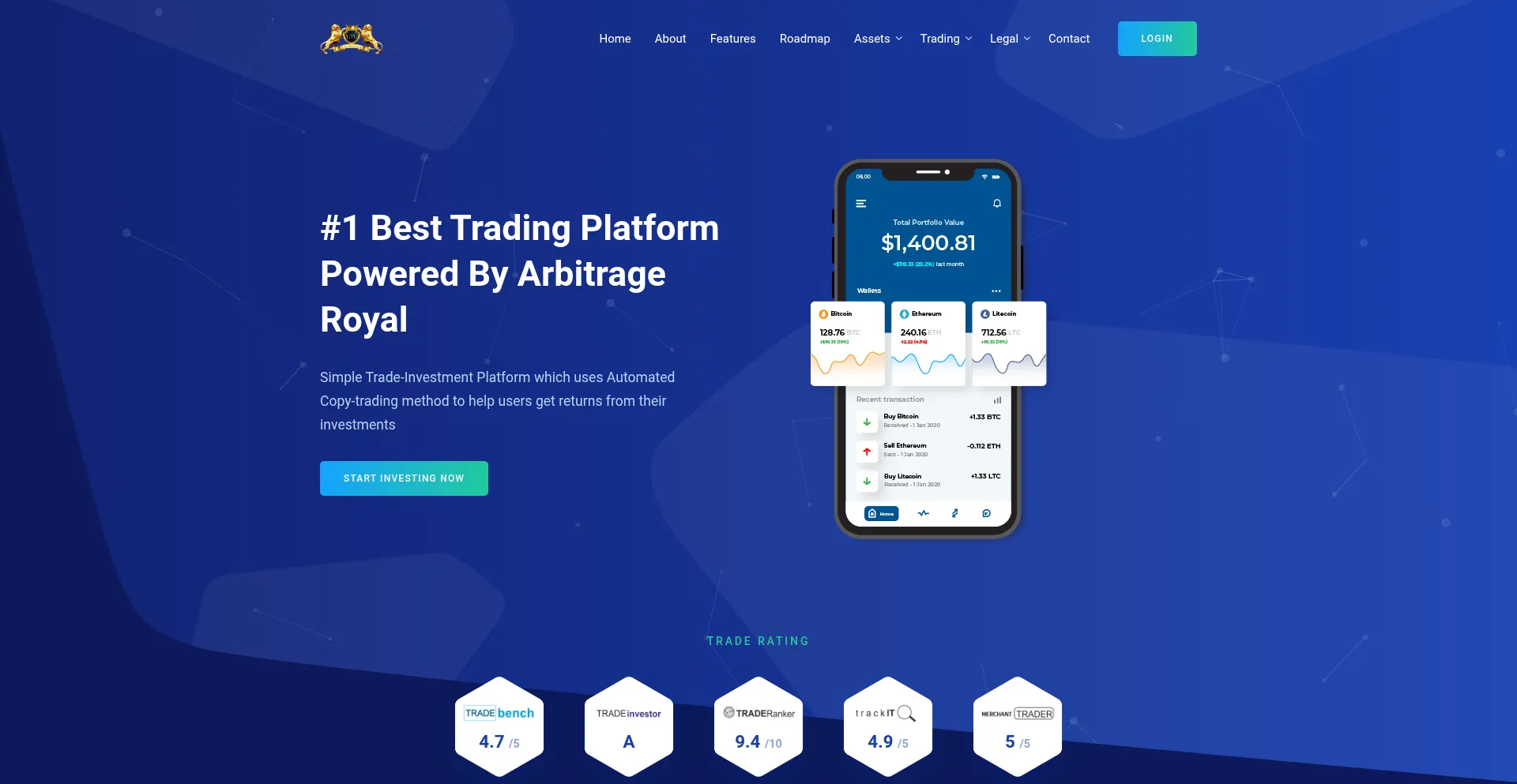 Website screenshot of Arbitrageroyal.net