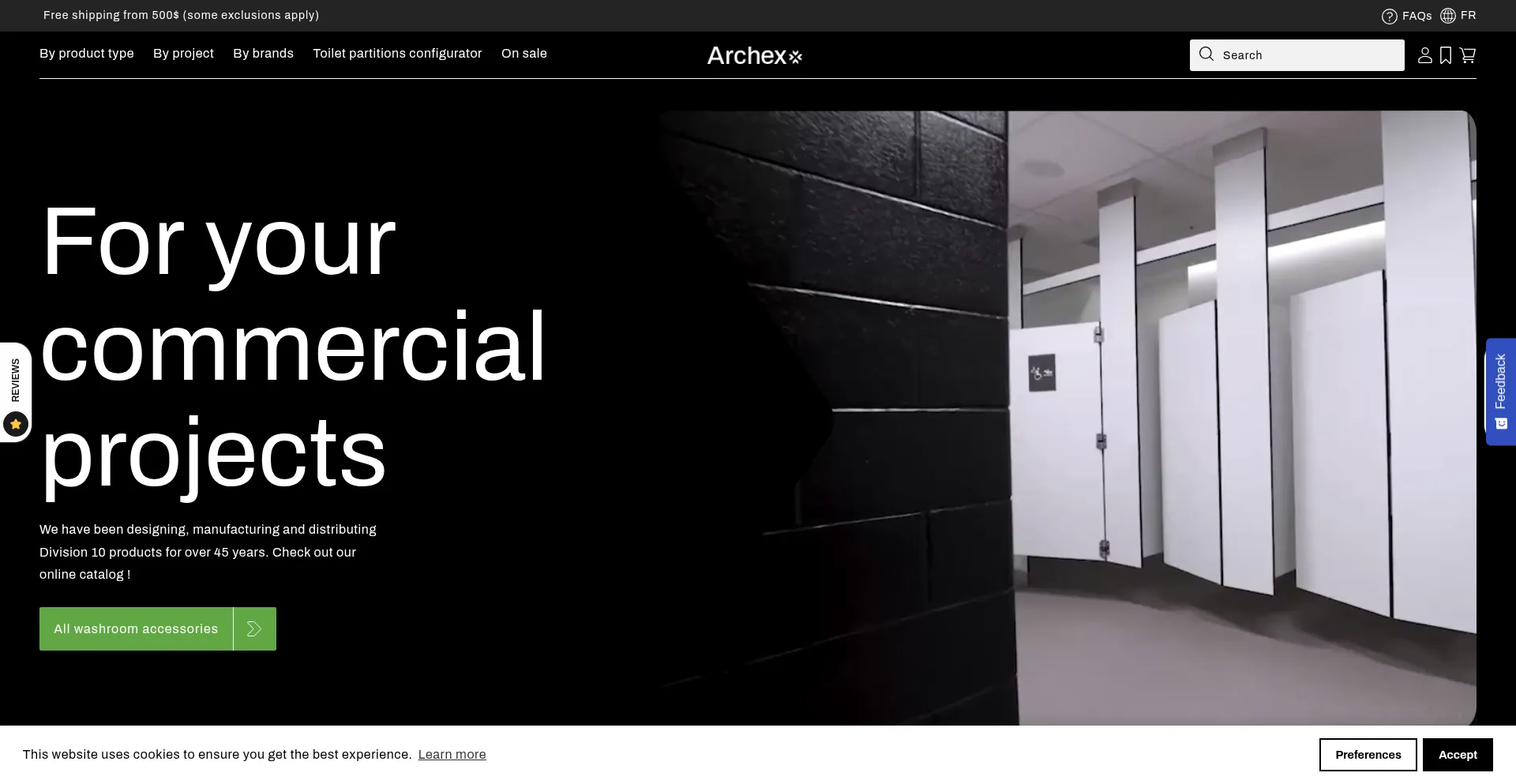 Website screenshot of Archexsupply.com