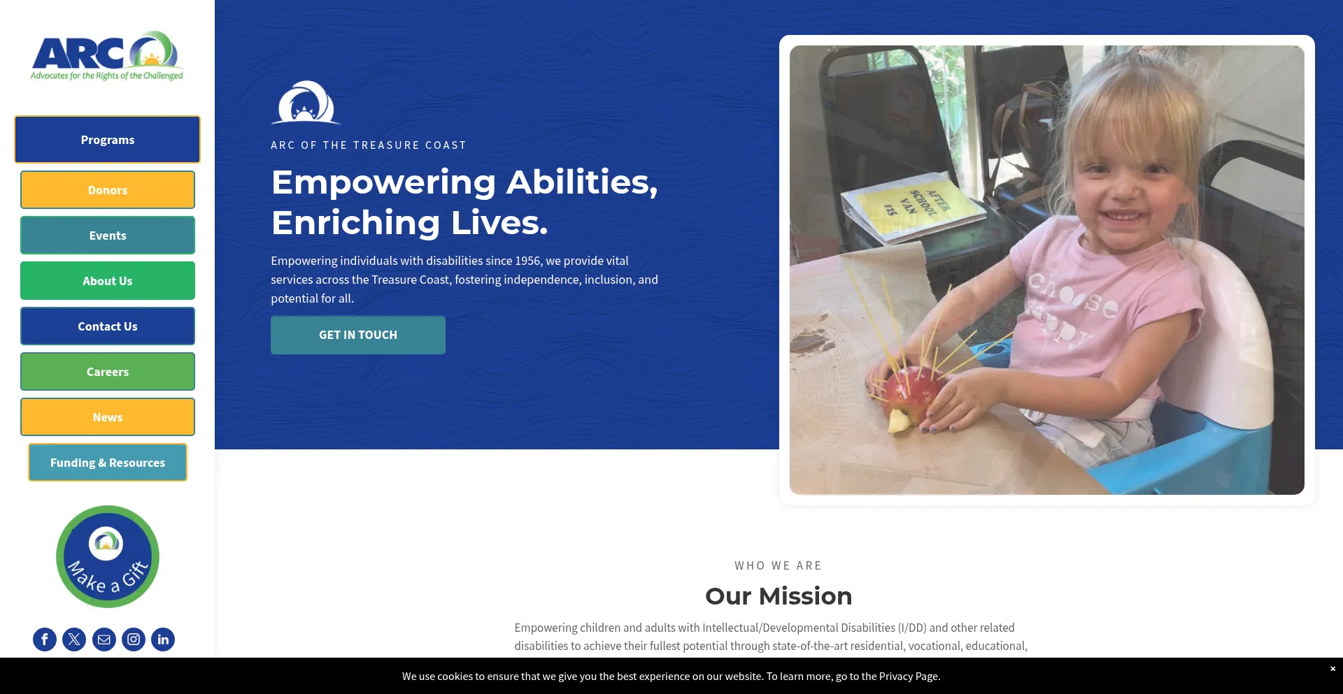 Website screenshot of Arcofstlucie.org