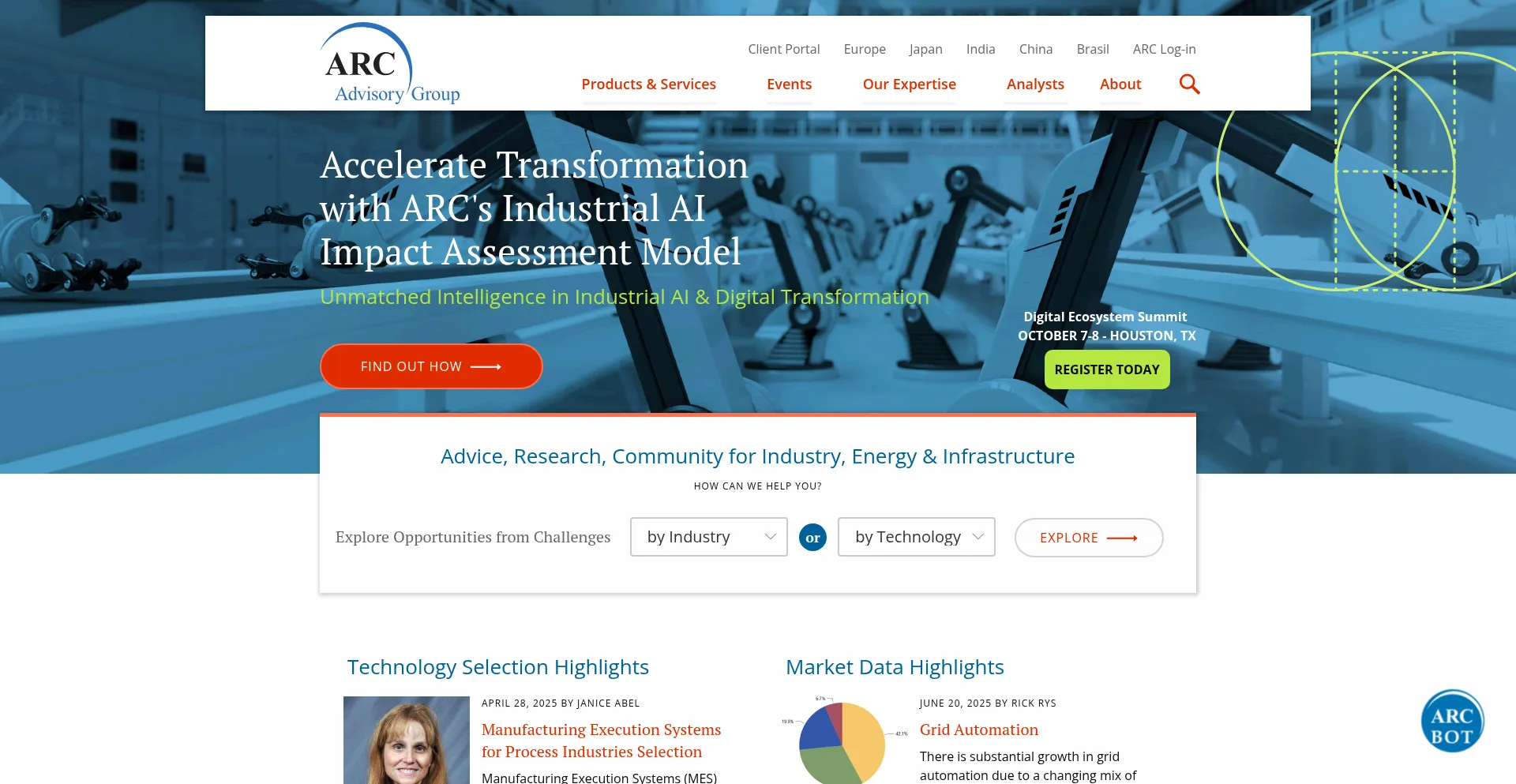 Website screenshot of Arcweb.com