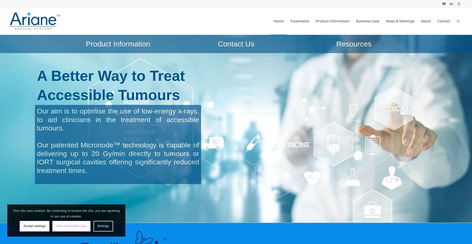Website screenshot of Arianemedicalsystems.com