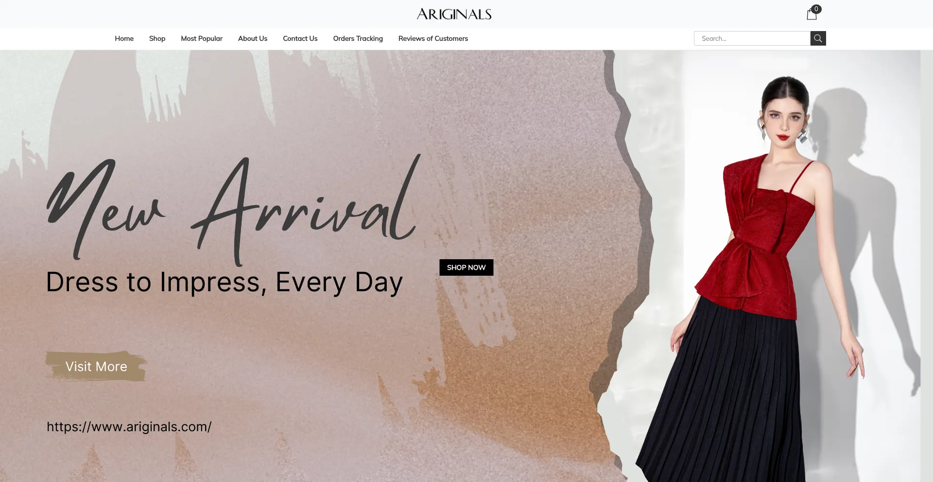 Website screenshot of Ariginals.com