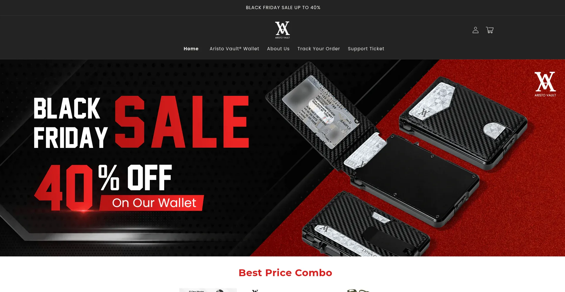 Website screenshot of Aristovault.com