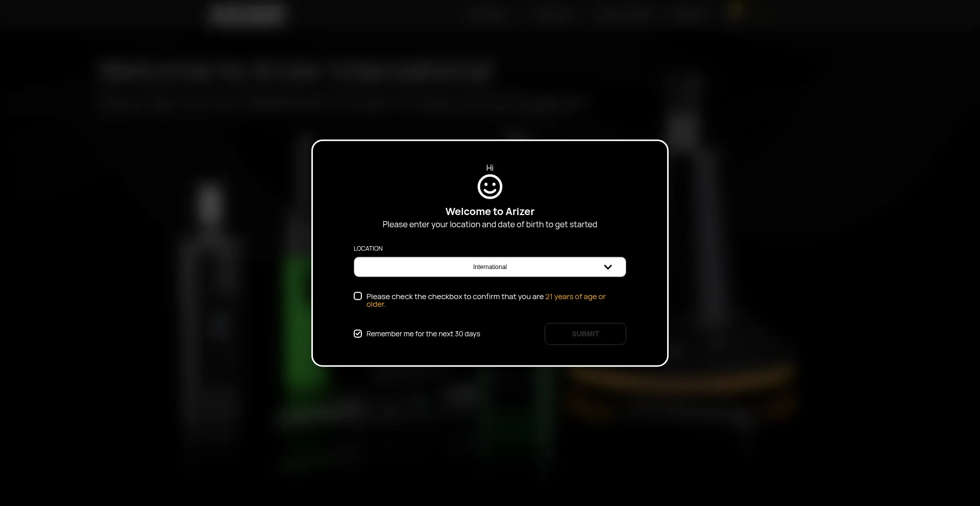 Website screenshot of Arizer.net