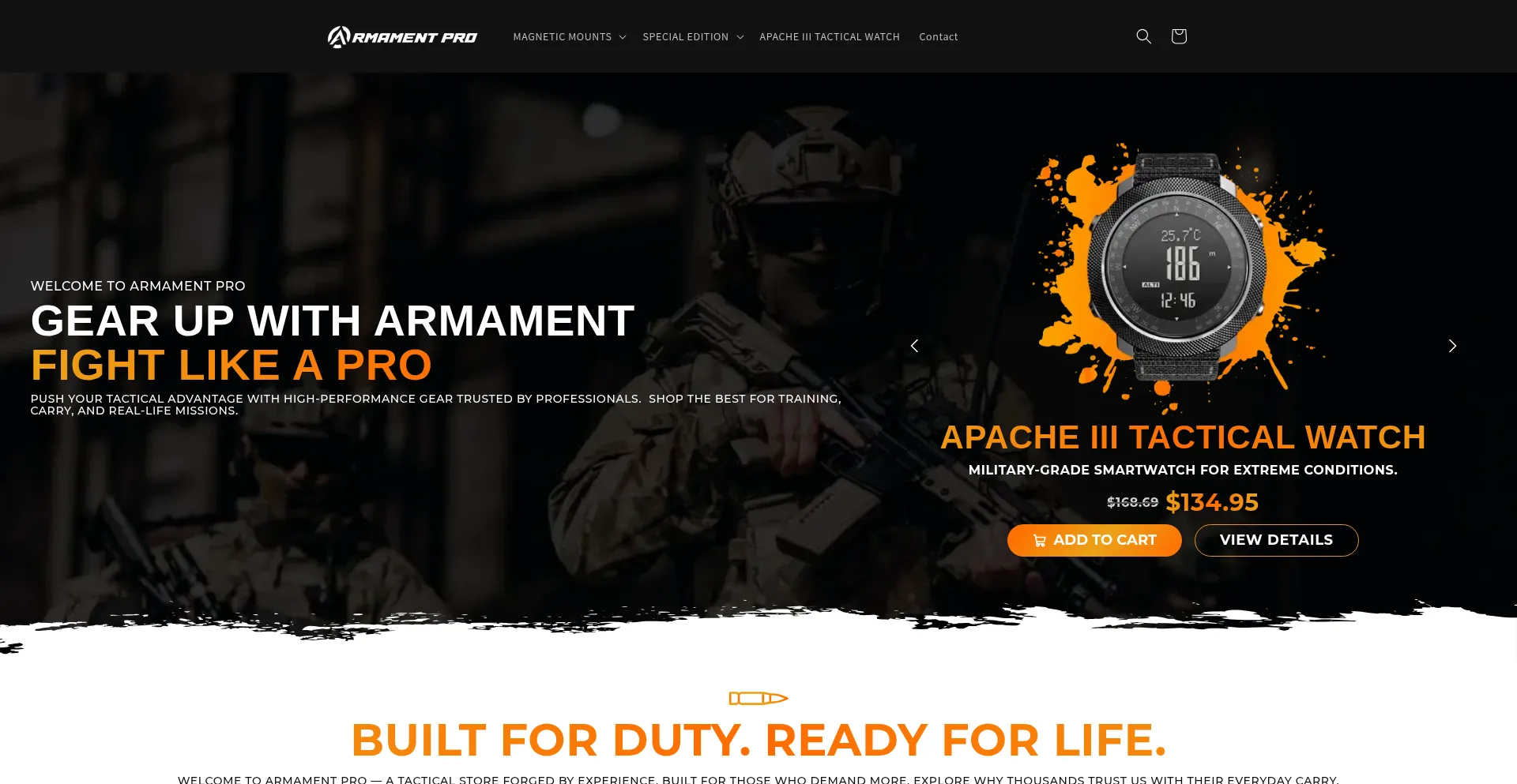 Website screenshot of Armamentpro.com
