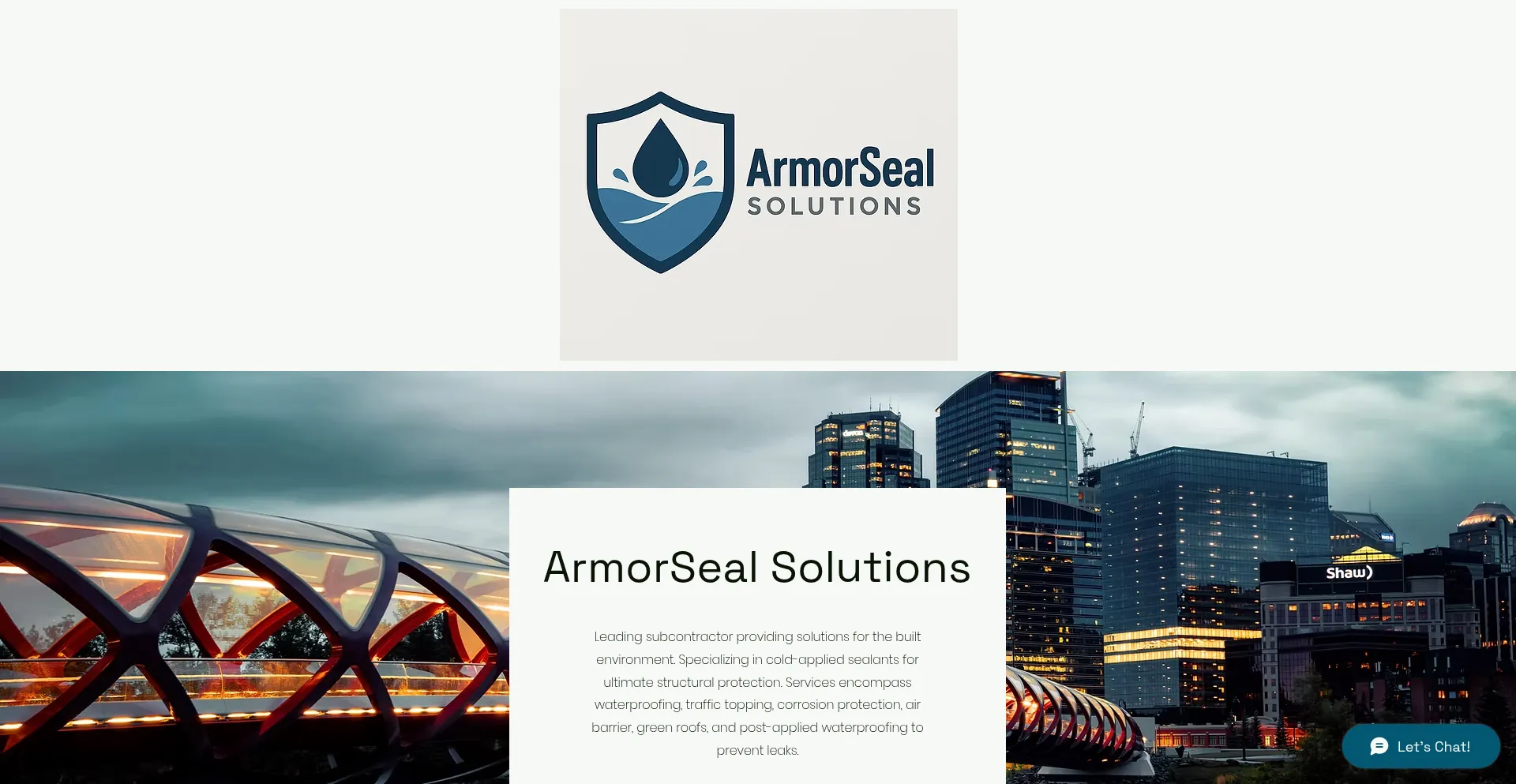 Website screenshot of Armorsealsolutions.com