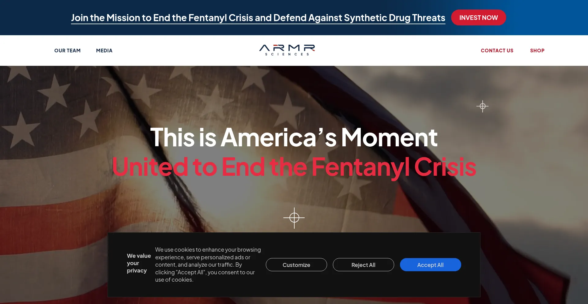 Website screenshot of Armrsciences.com