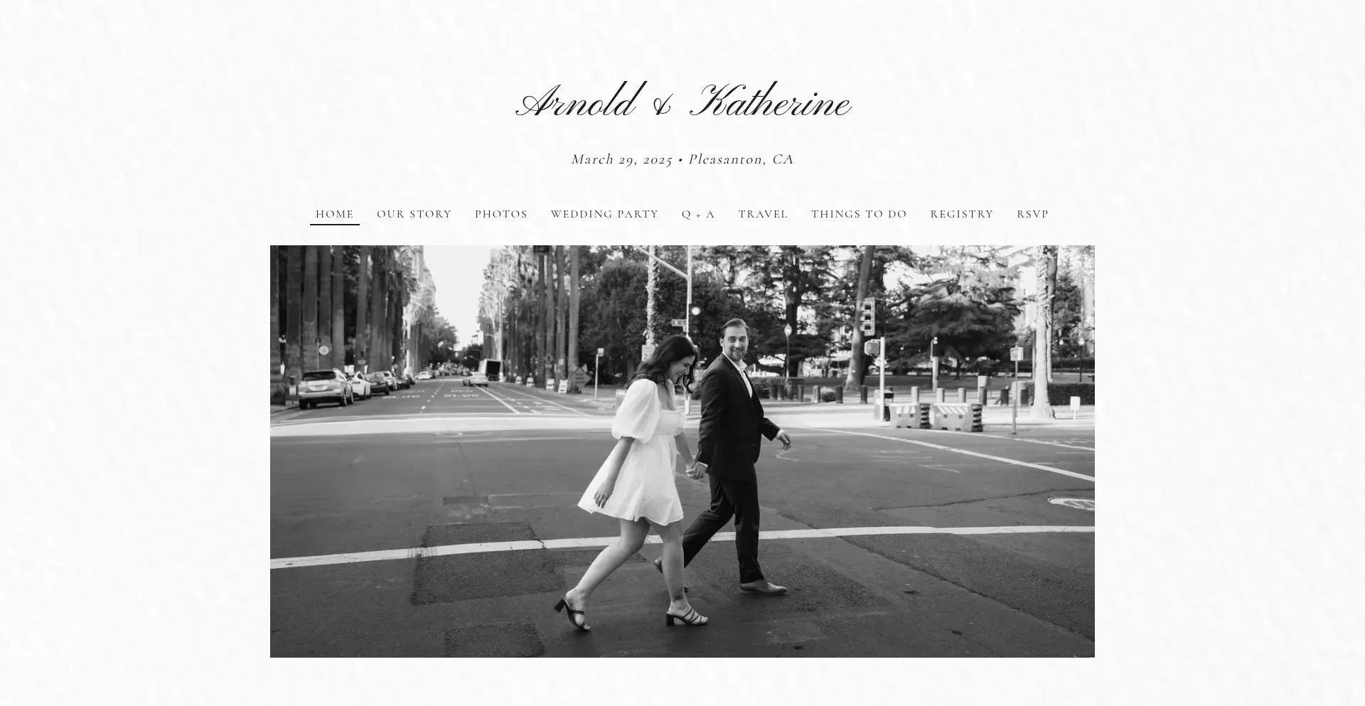 Website screenshot of Arnoldandkatherine.wedding