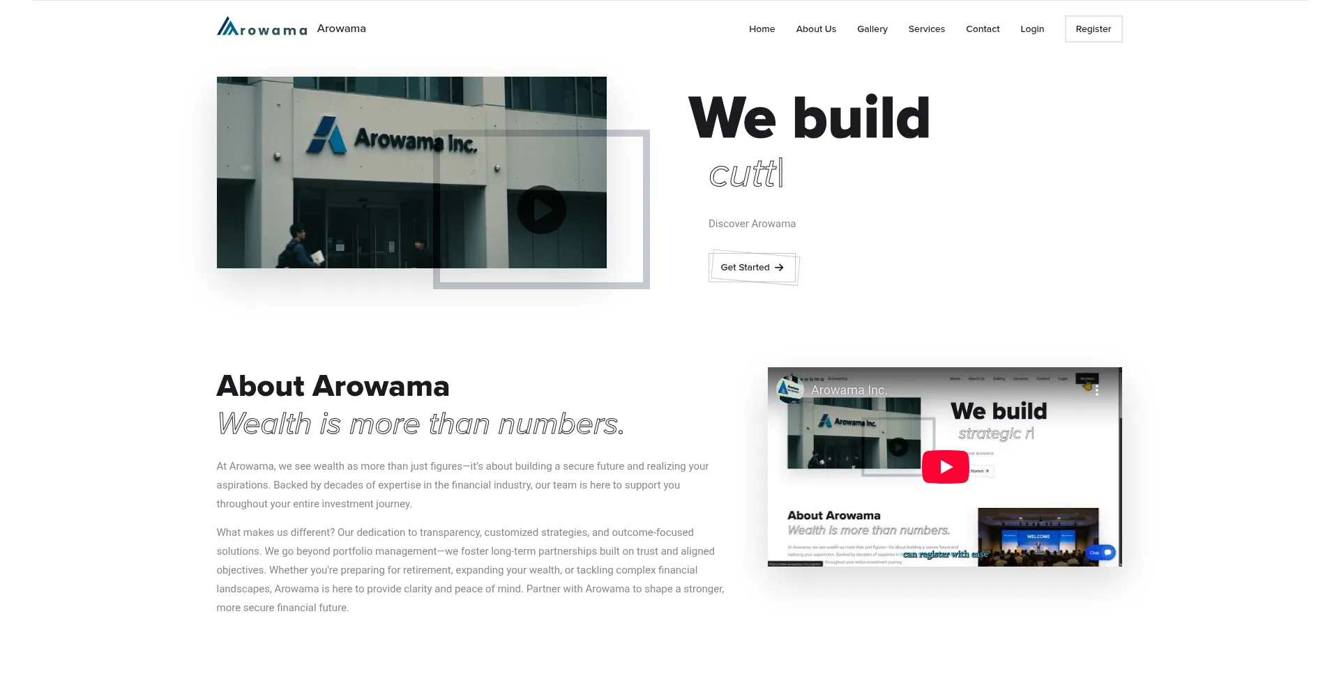 Website screenshot of Arowama.com