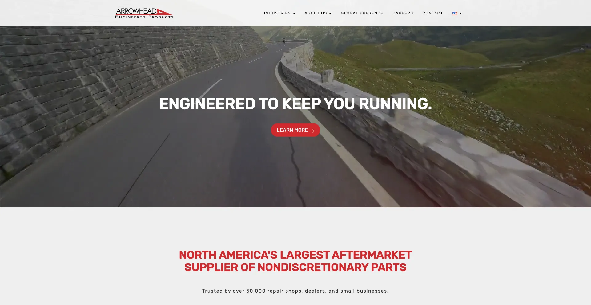 Website screenshot of Arrowheadepinc.com