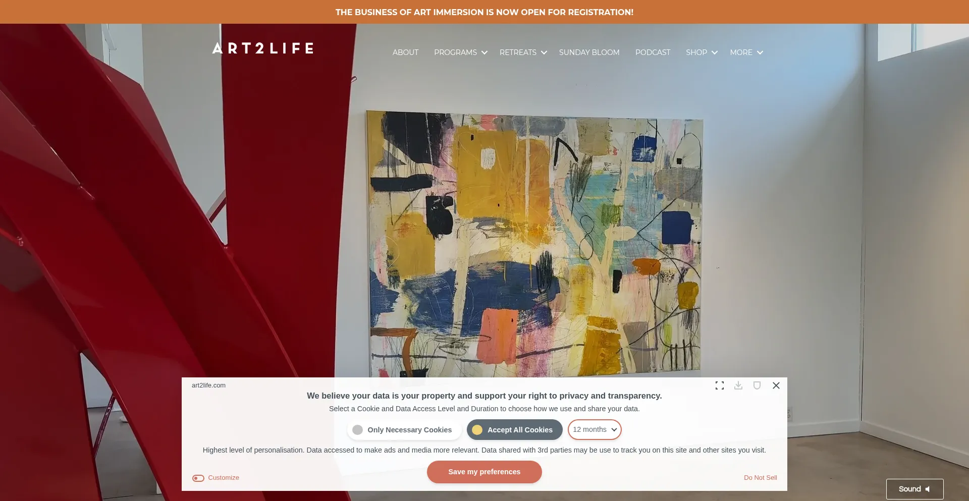 Website screenshot of Art2life.com