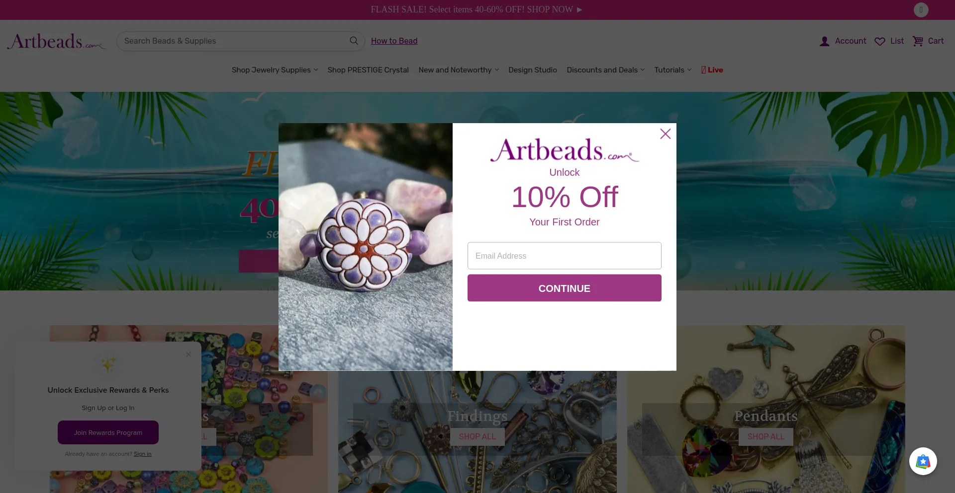 Website screenshot of Artbeads.com