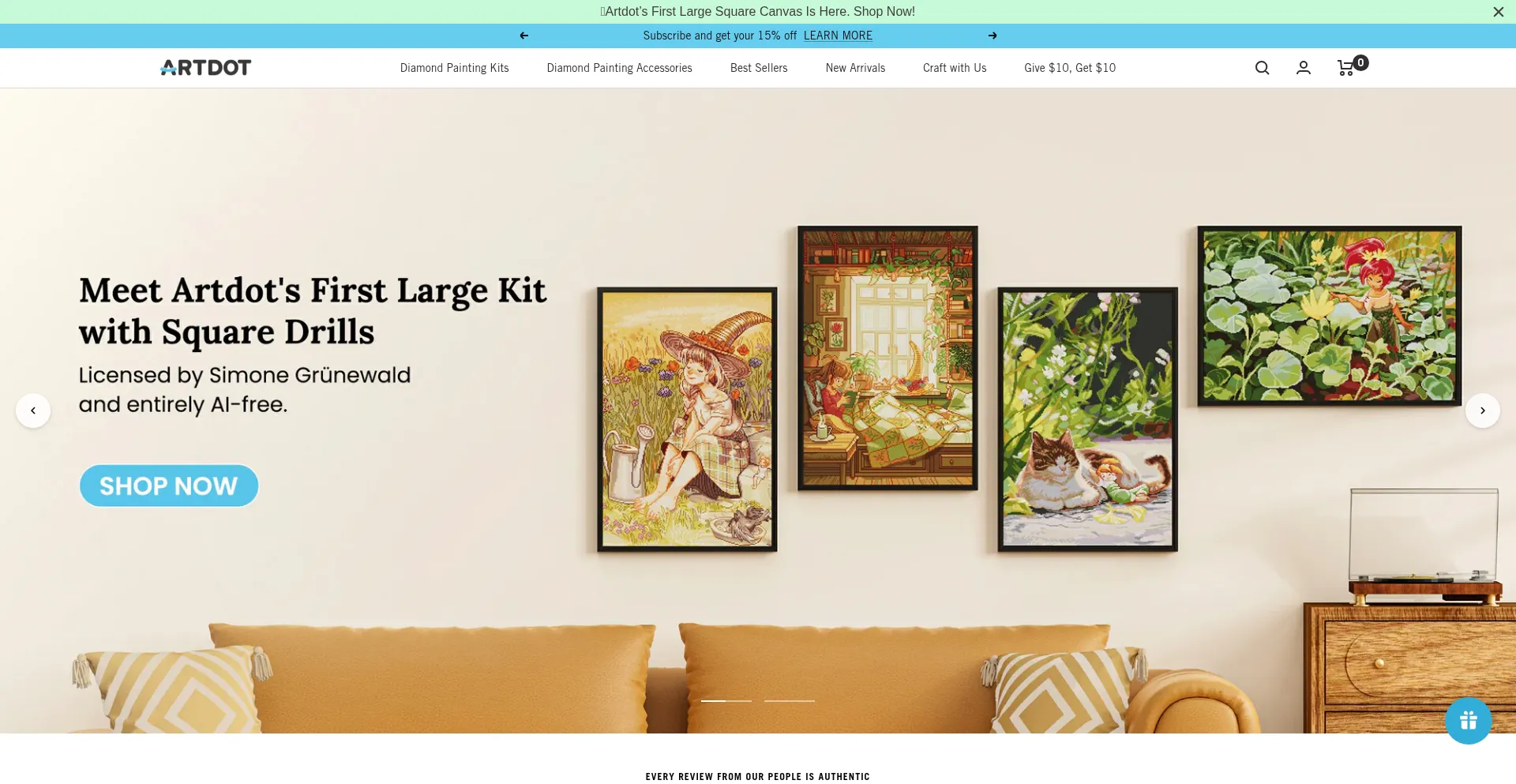 Website screenshot of Artdot.com