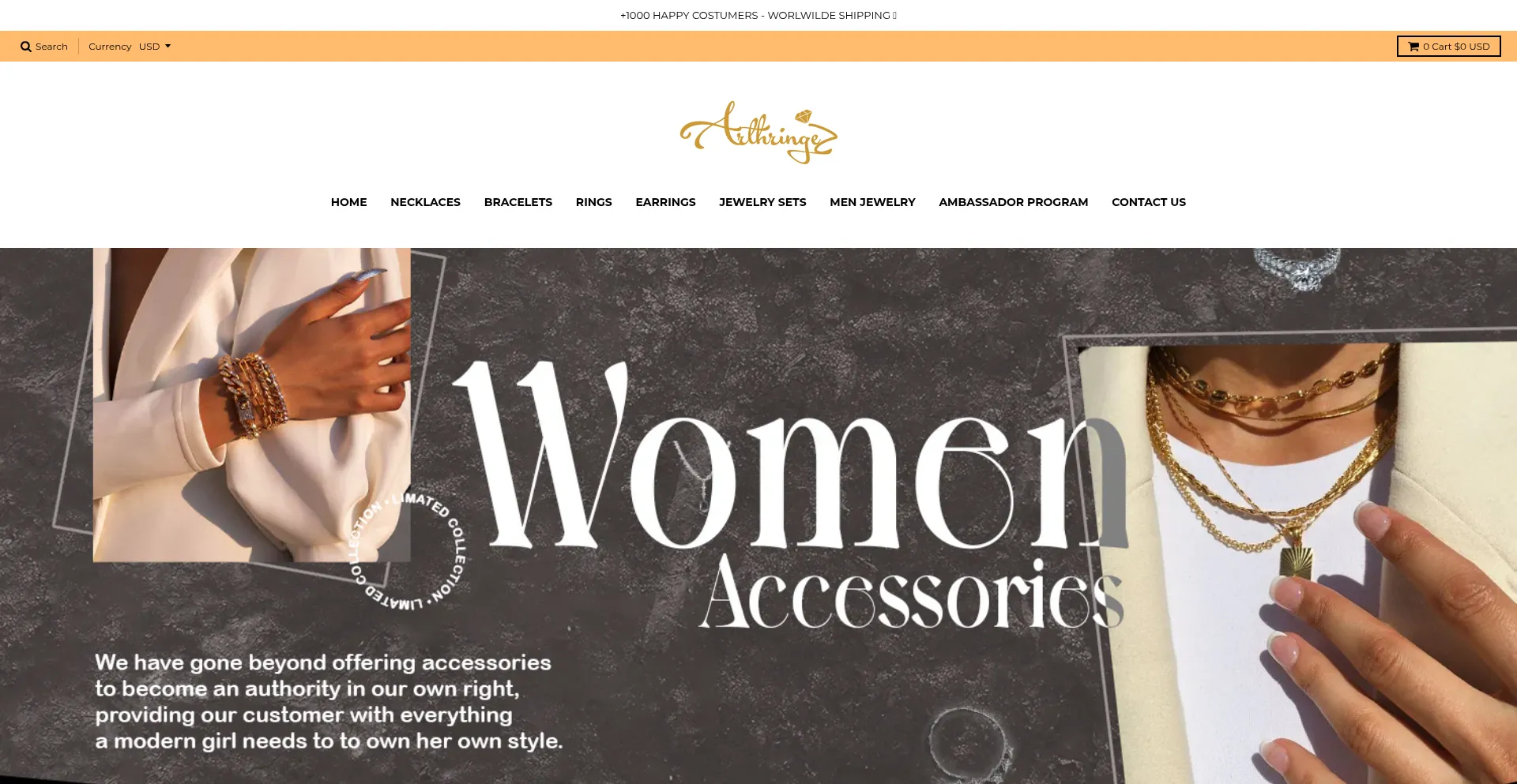 Website screenshot of Arthringe.com