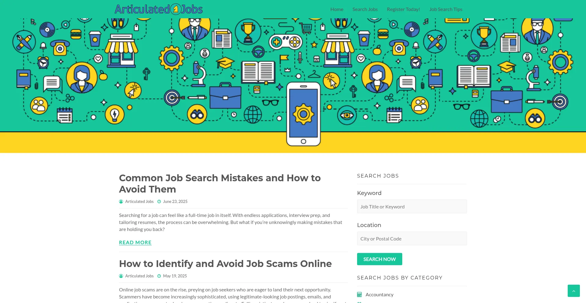 Website screenshot of Articulatedjobs.com