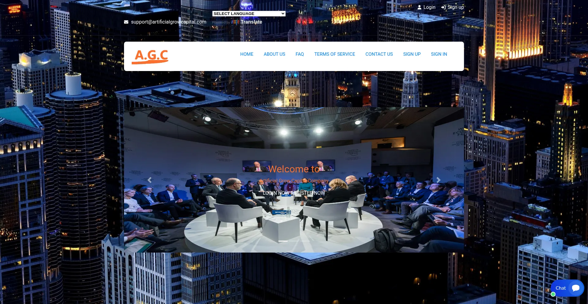Website screenshot of Artificialgrowcapital.com
