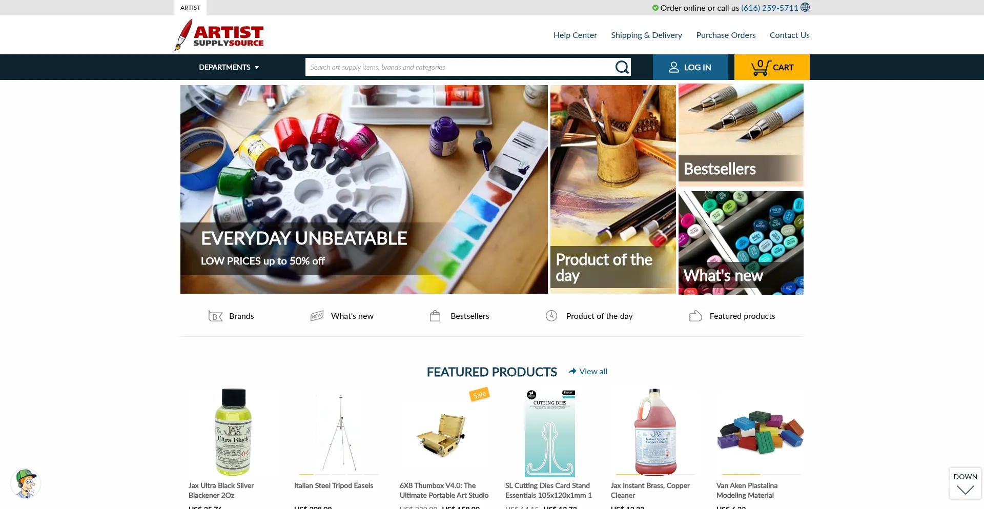 Website screenshot of Artistsupplysource.com
