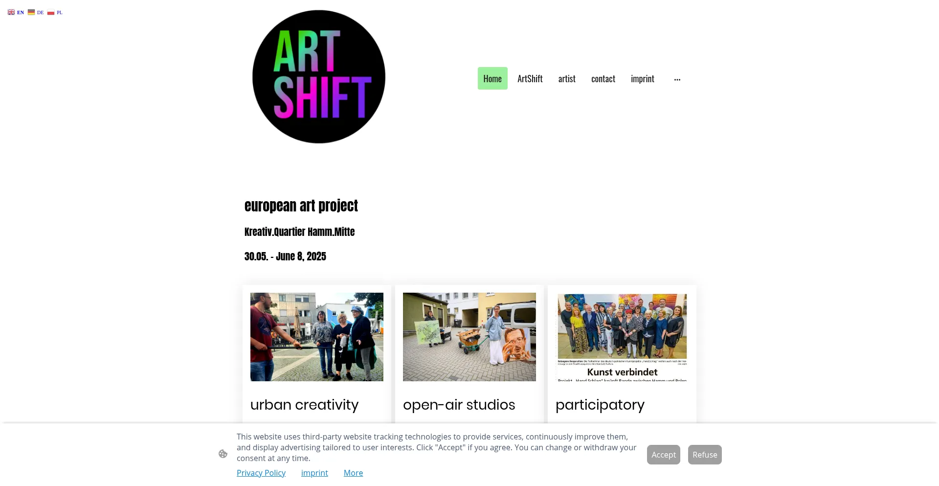Website screenshot of Artshift.de