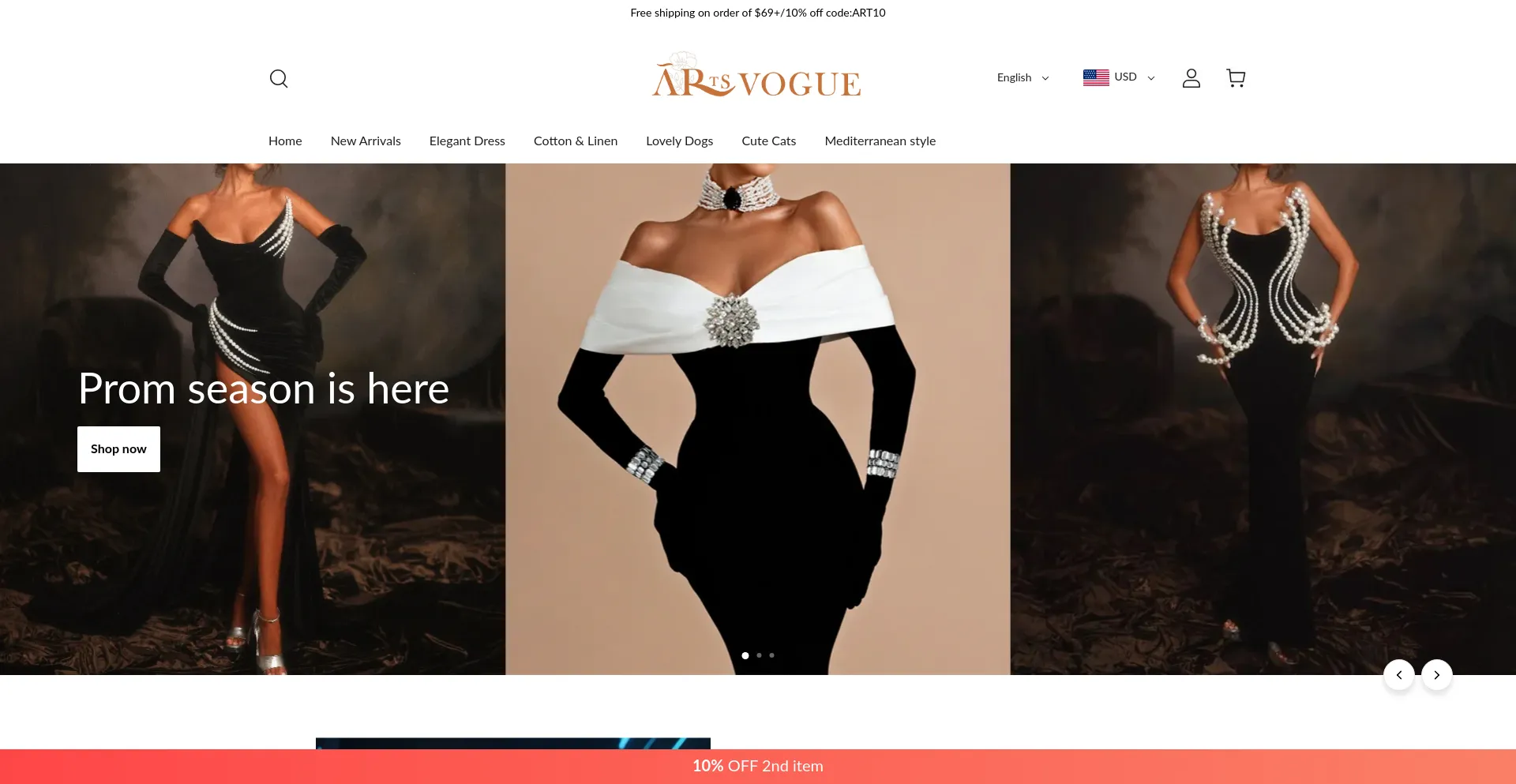 Website screenshot of Artsvogue.com