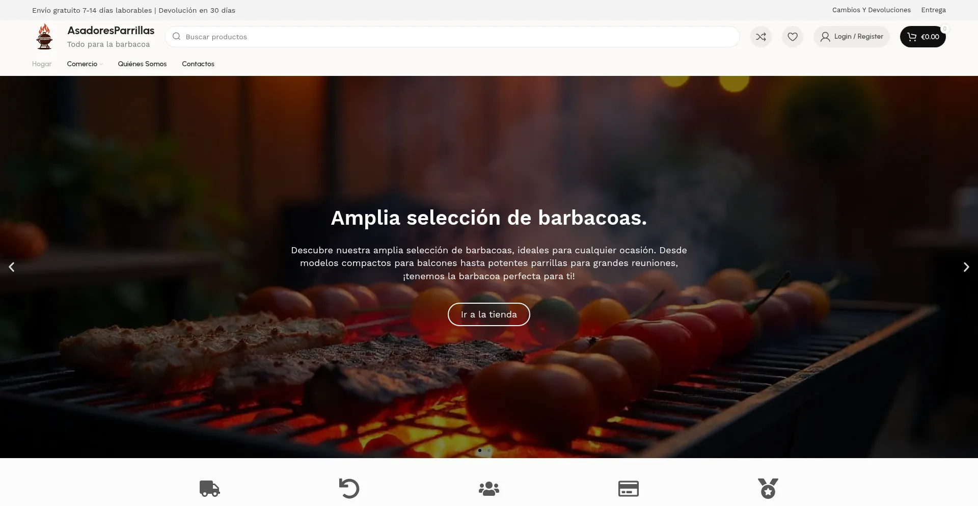 Website screenshot of Asadoresparrillas.com