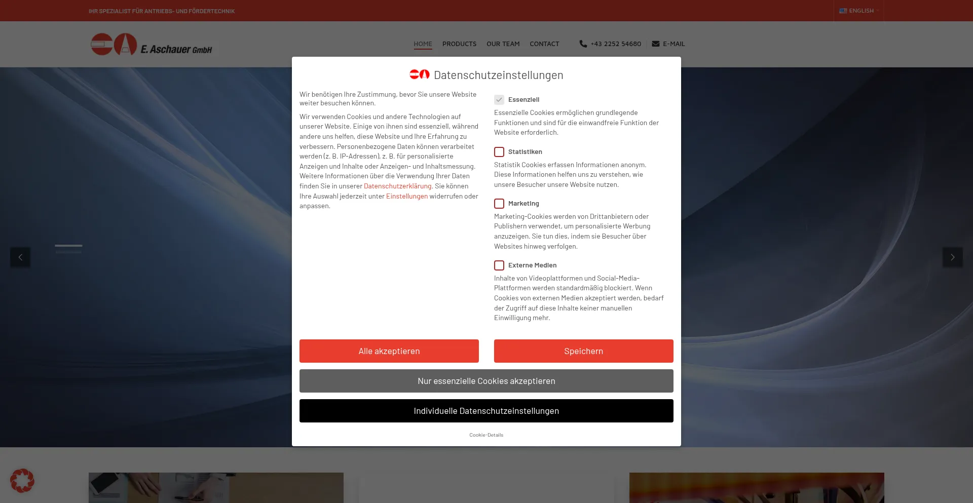 Website screenshot of Aschauer.com