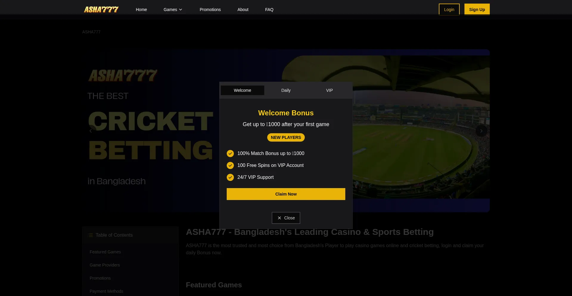 Website screenshot of Asha-777.com