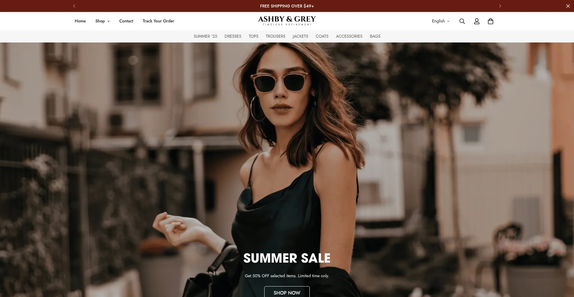 Website screenshot of Ashbygreywear.com