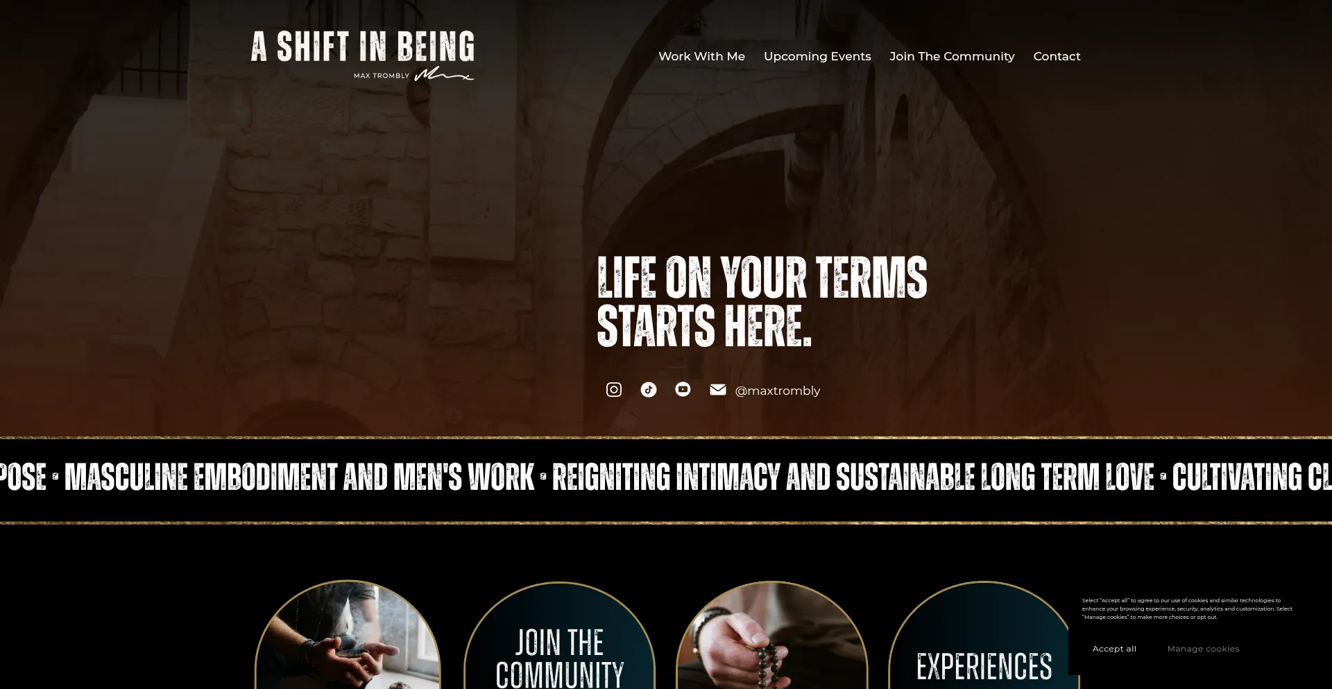 Website screenshot of Ashiftinbeing.com