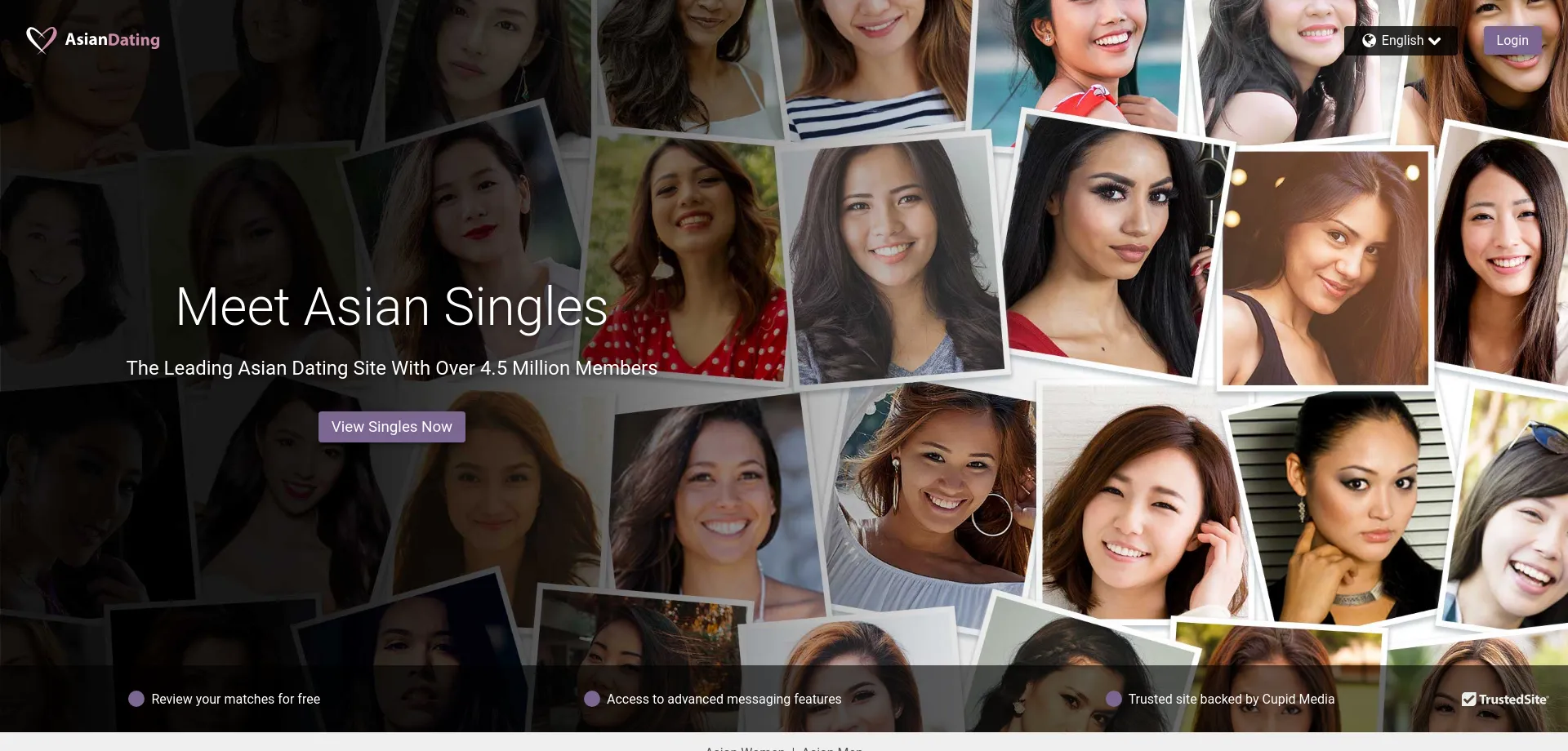 Website screenshot of Asiandating.com