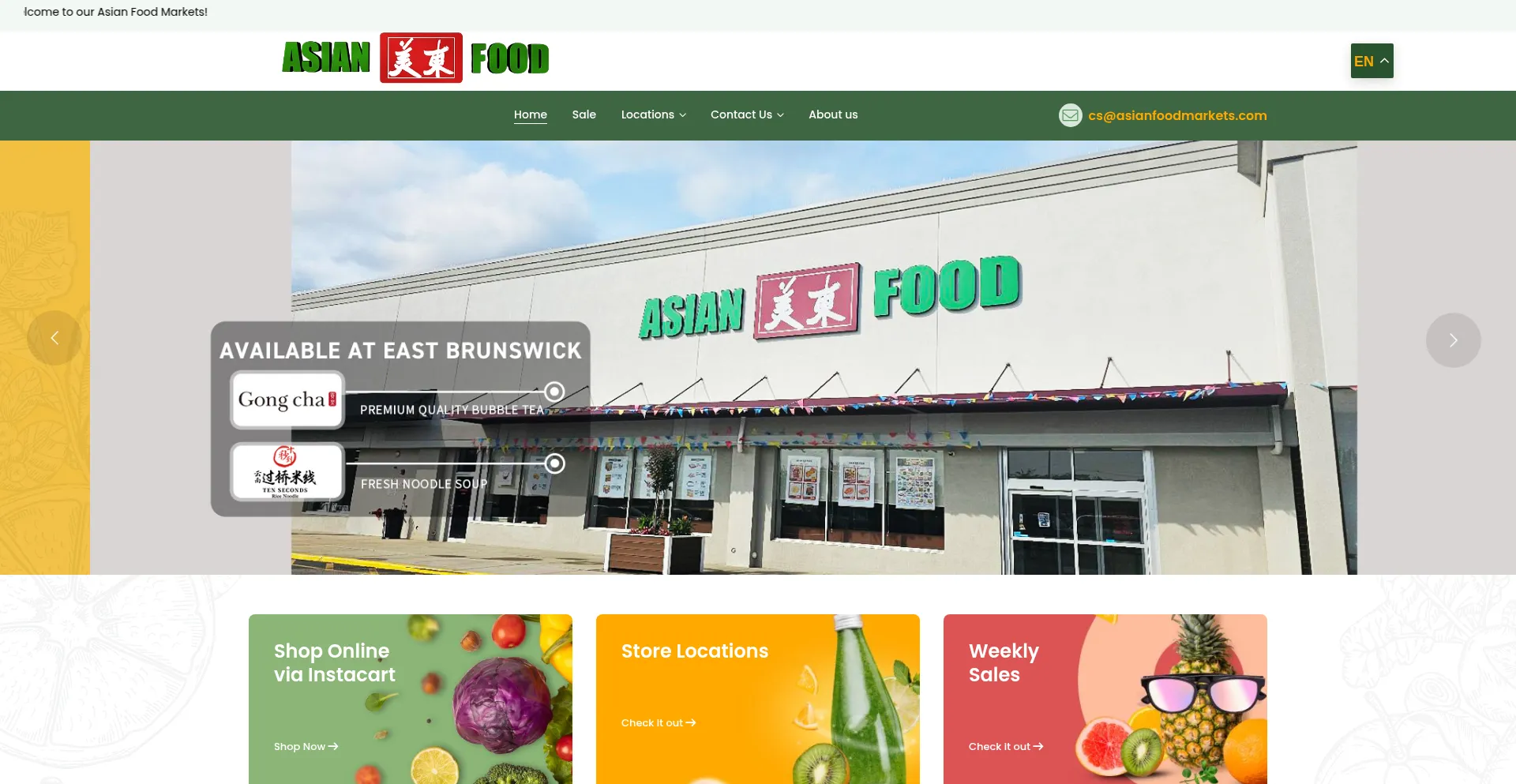 Website screenshot of Asianfoodmarkets.com