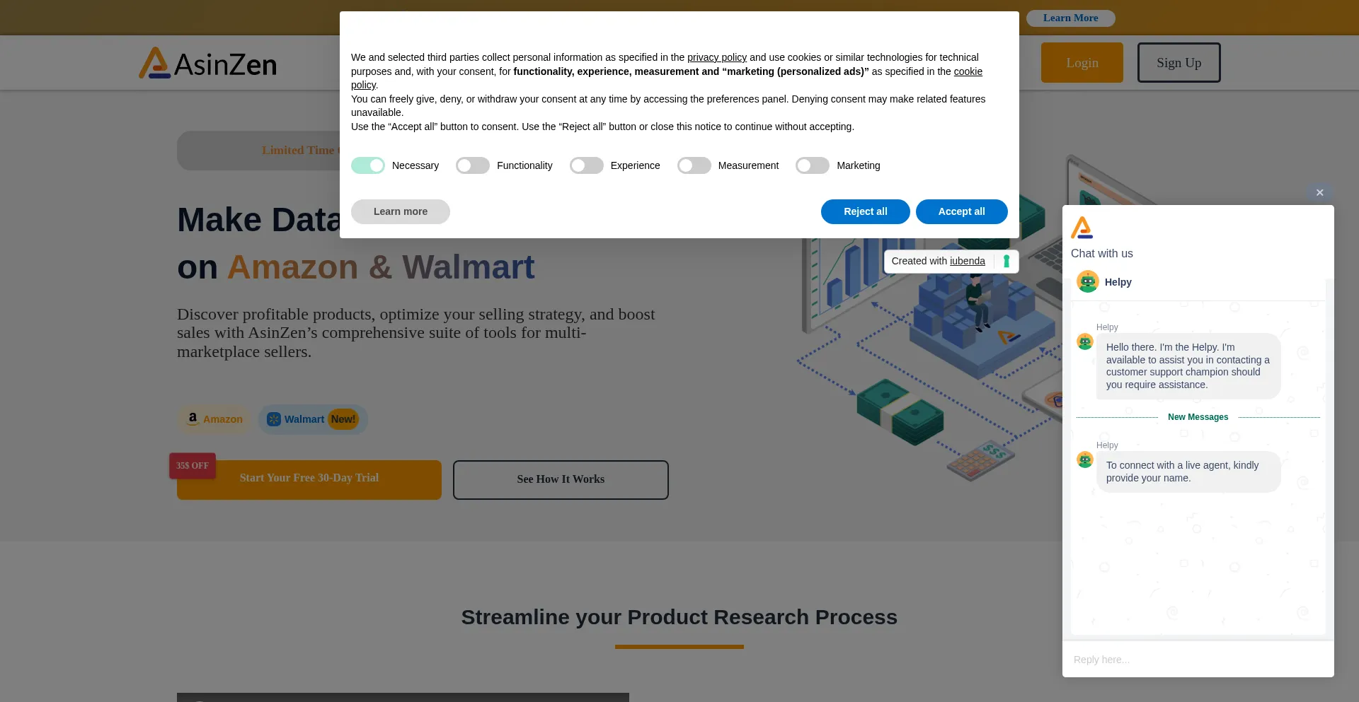 Website screenshot of Asinzen.com