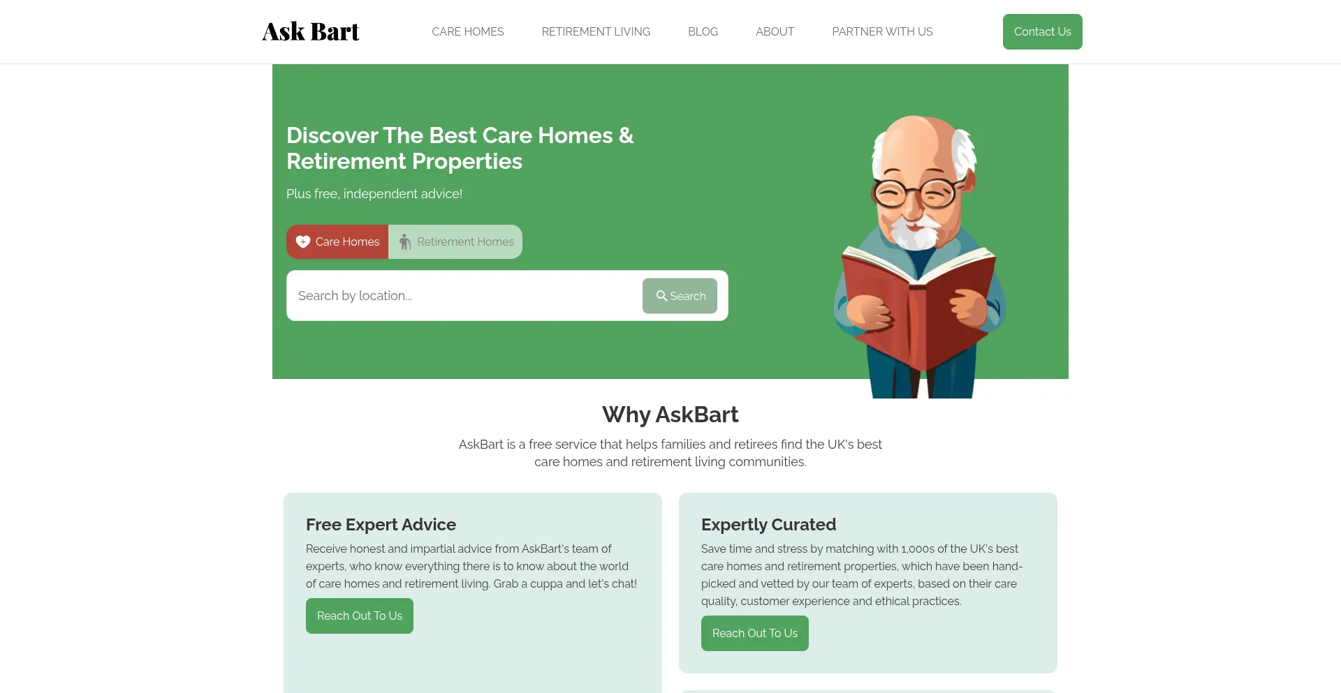 Website screenshot of Askbart.org