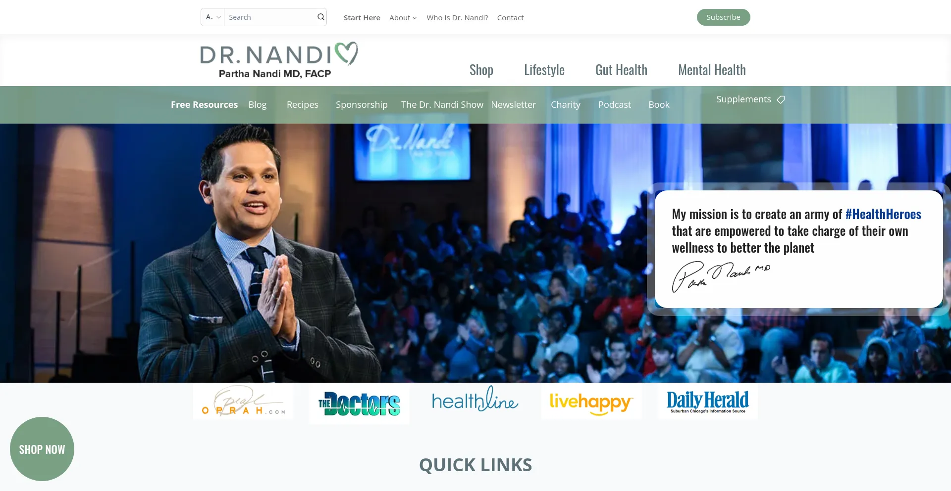 Website screenshot of Askdrnandi.com