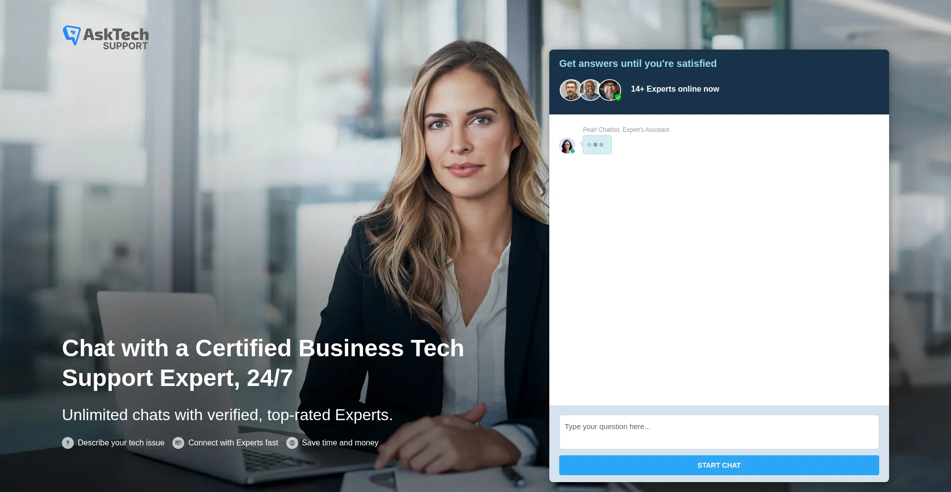 Website screenshot of Asktech.support