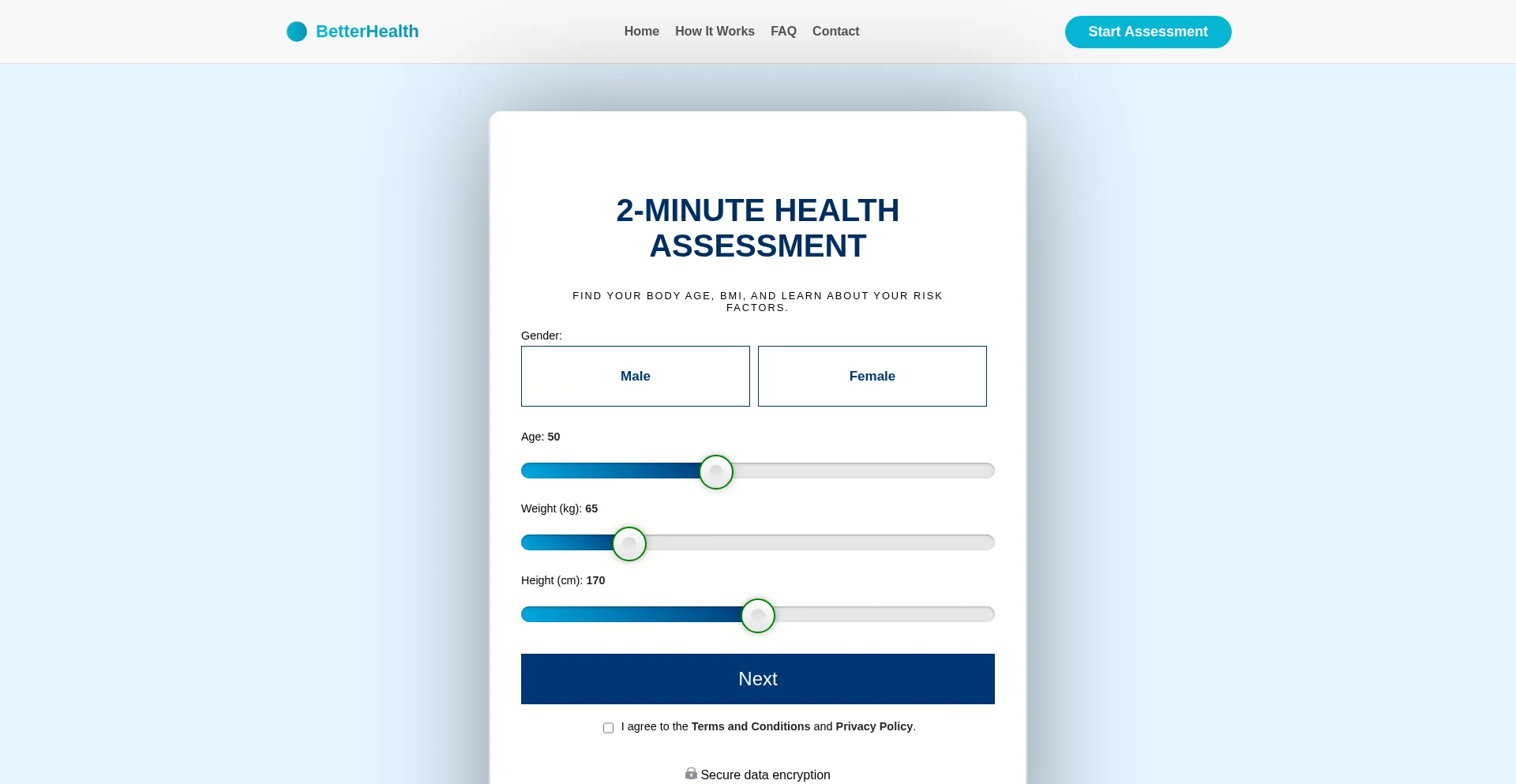 Website screenshot of Assess-health.com