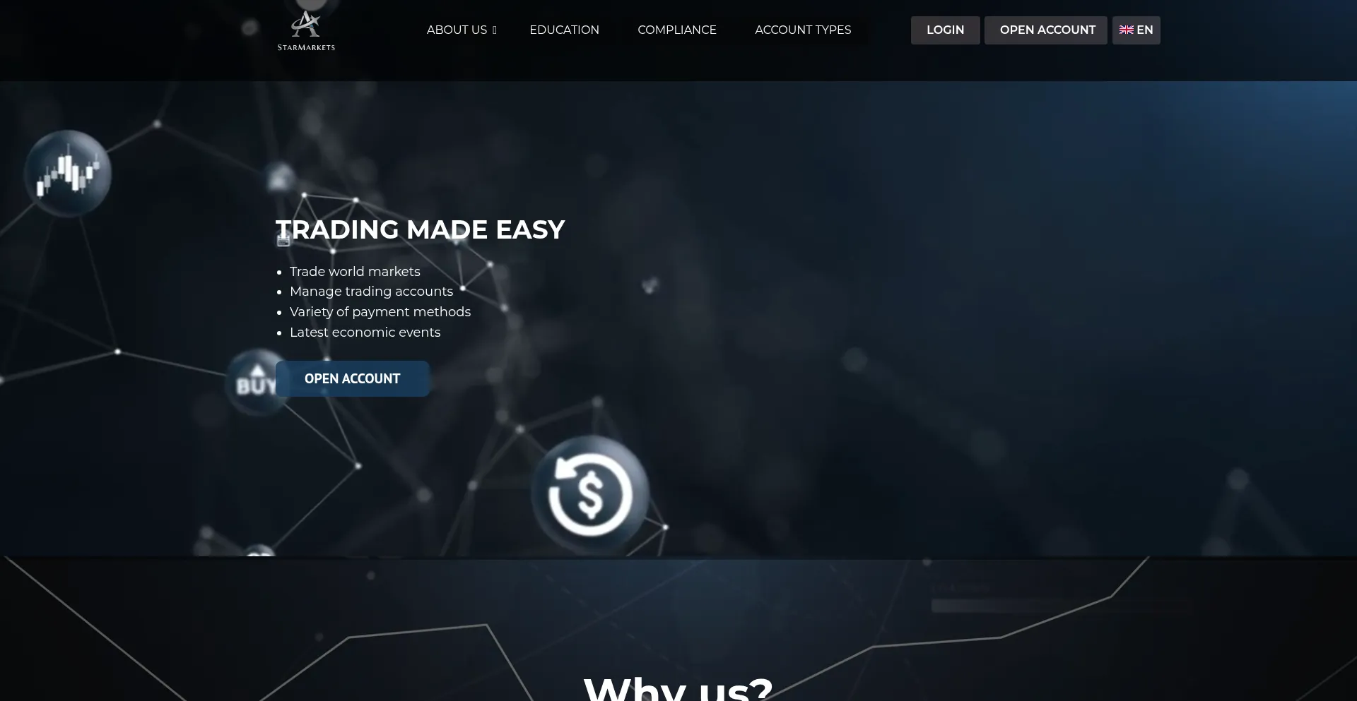 Website screenshot of Astarmarkets.io